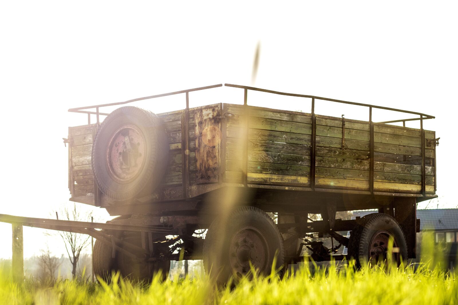 Canon EOS 7D Mark II sample photo. Trailers, sun, meadow photography