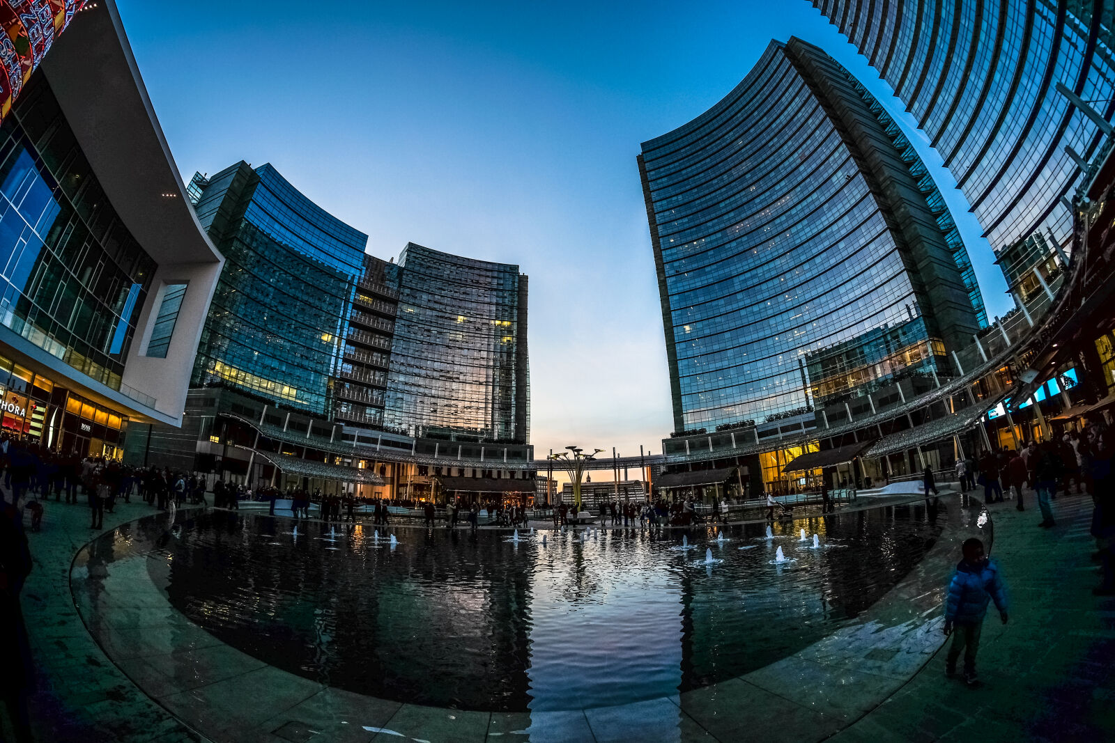 Fujifilm X-E2 sample photo. Sunset, skyscrapers, italy, reflection photography