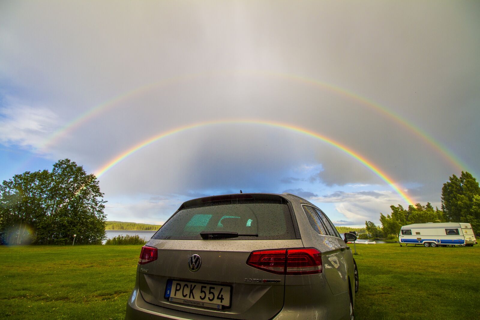 Canon EF-S 10-18mm F4.5–5.6 IS STM sample photo. Double rainbow, rainbow, camping photography