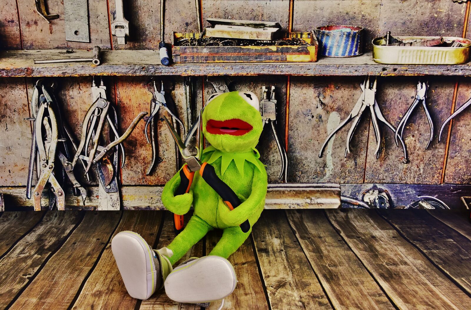 Nikon D7200 sample photo. Kermit, workshop, pliers photography