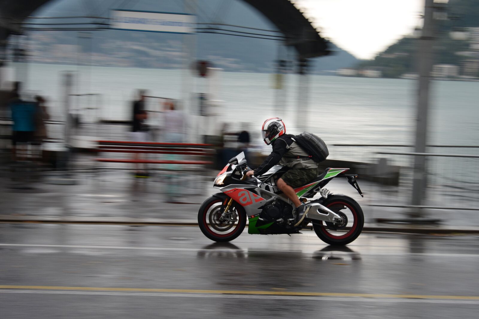 Nikon D7100 sample photo. Motorcycle, road, lake photography