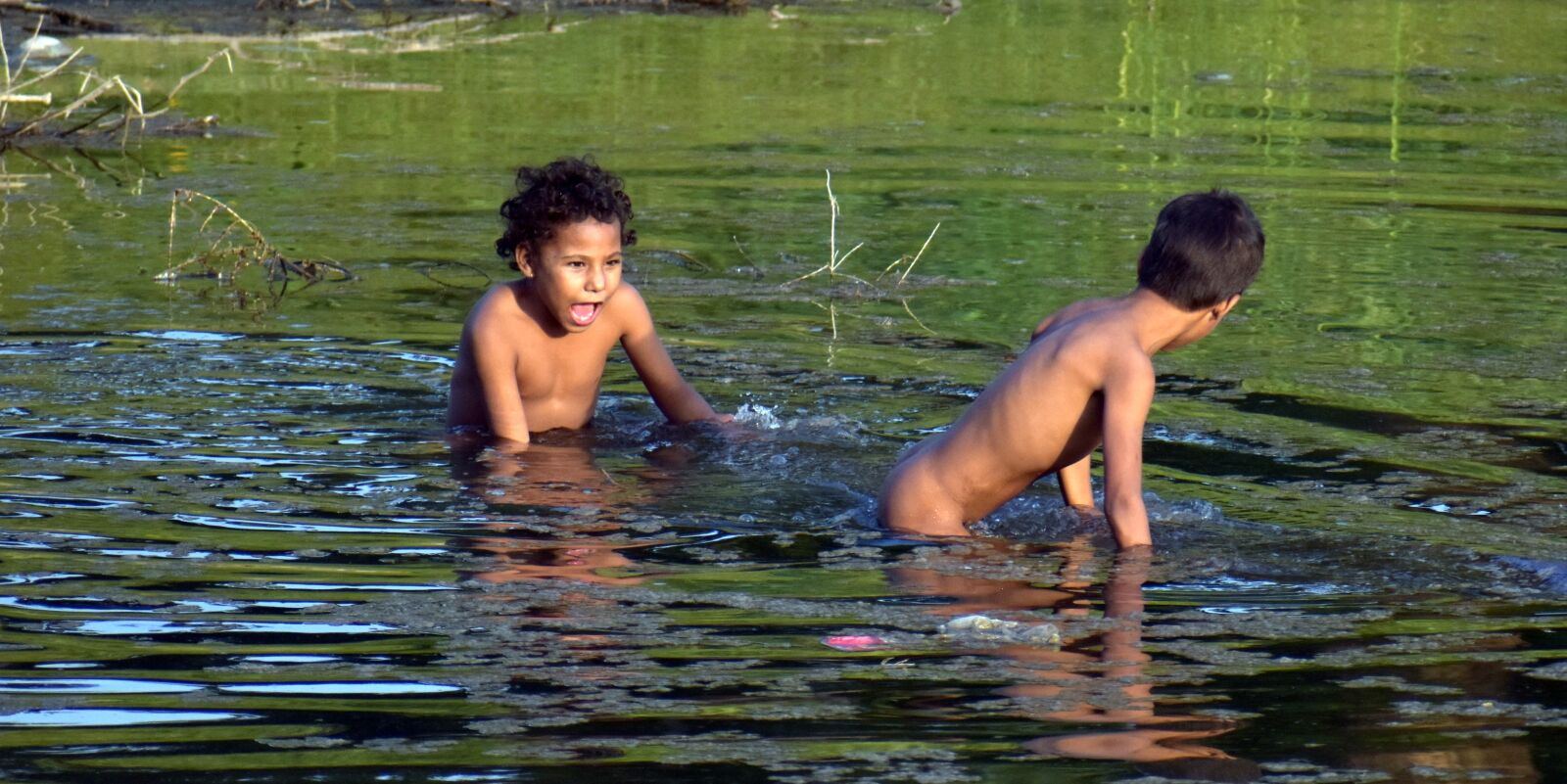 Nikon D5600 sample photo. Kids, playing, pond photography