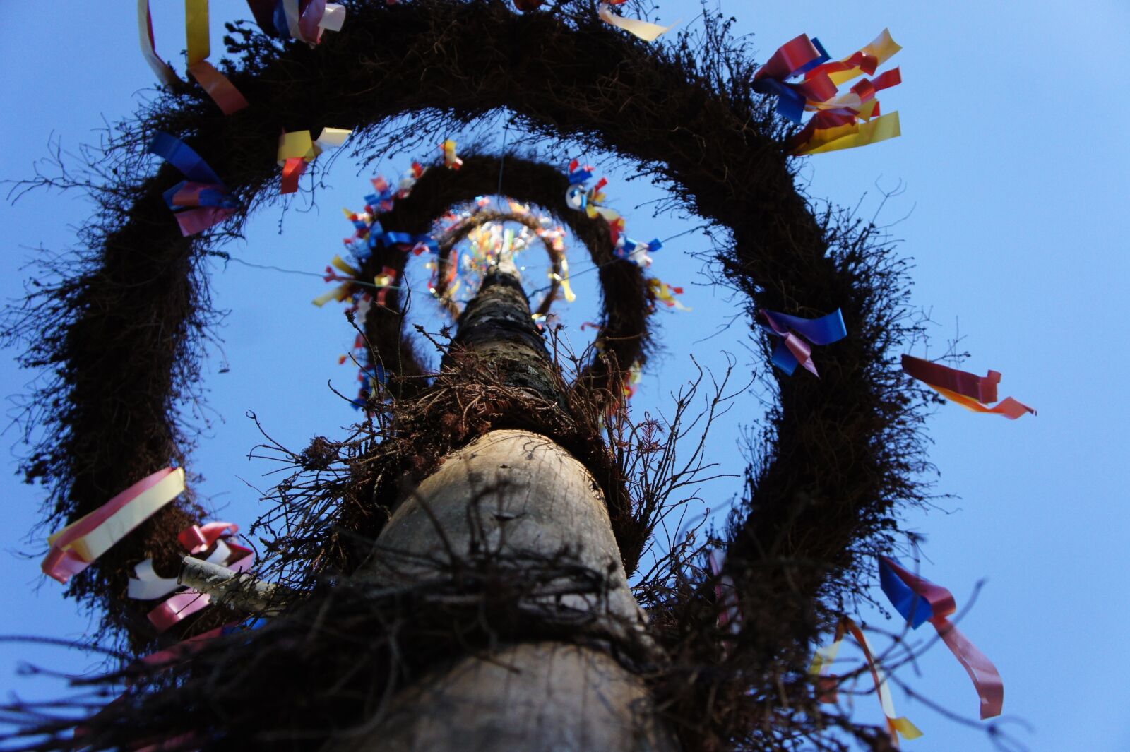 Sony Alpha NEX-5 + Sony E 18-55mm F3.5-5.6 OSS sample photo. Maypole, flags and pennants photography