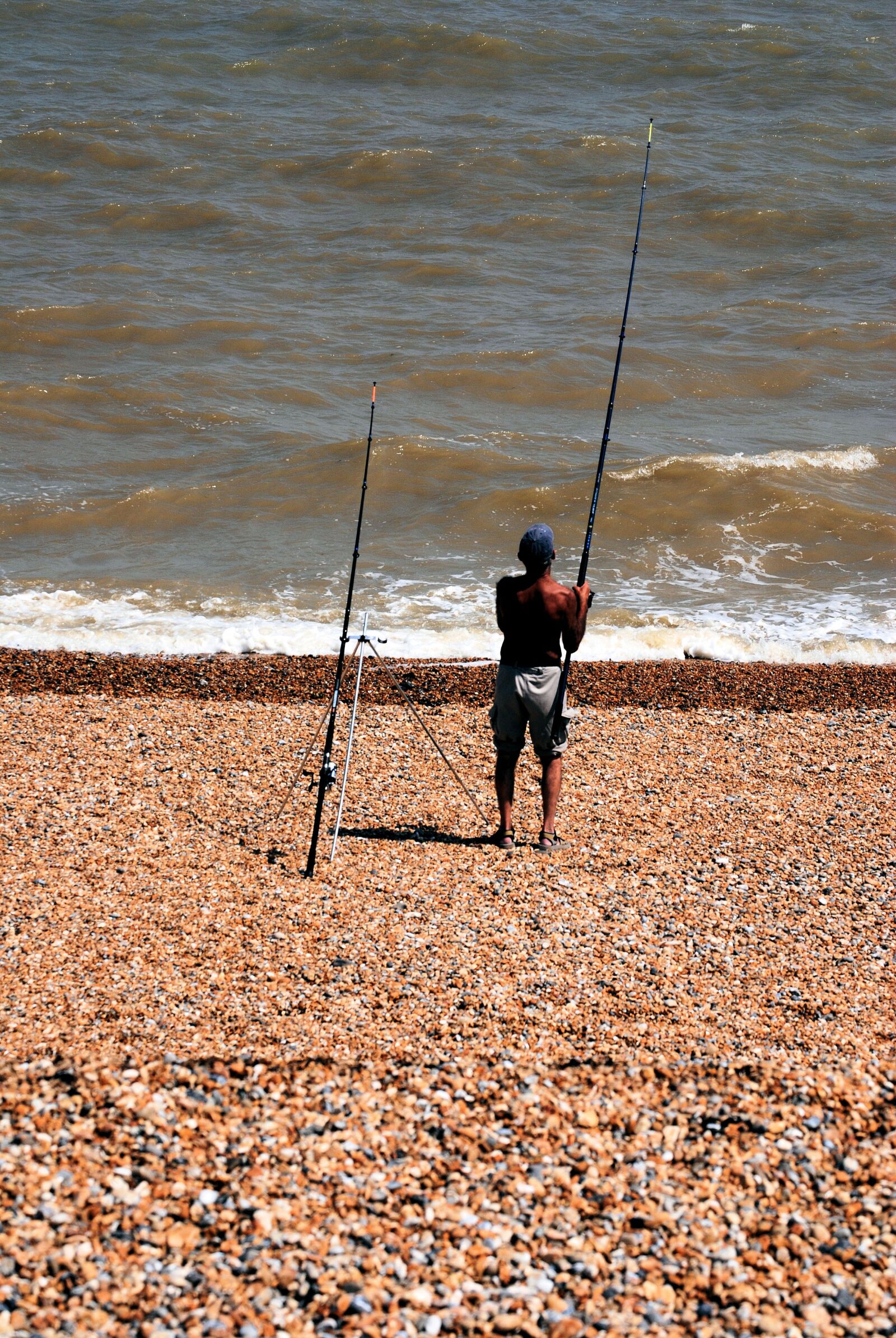 Nikon D80 sample photo. Fisherman, ocean, beach photography
