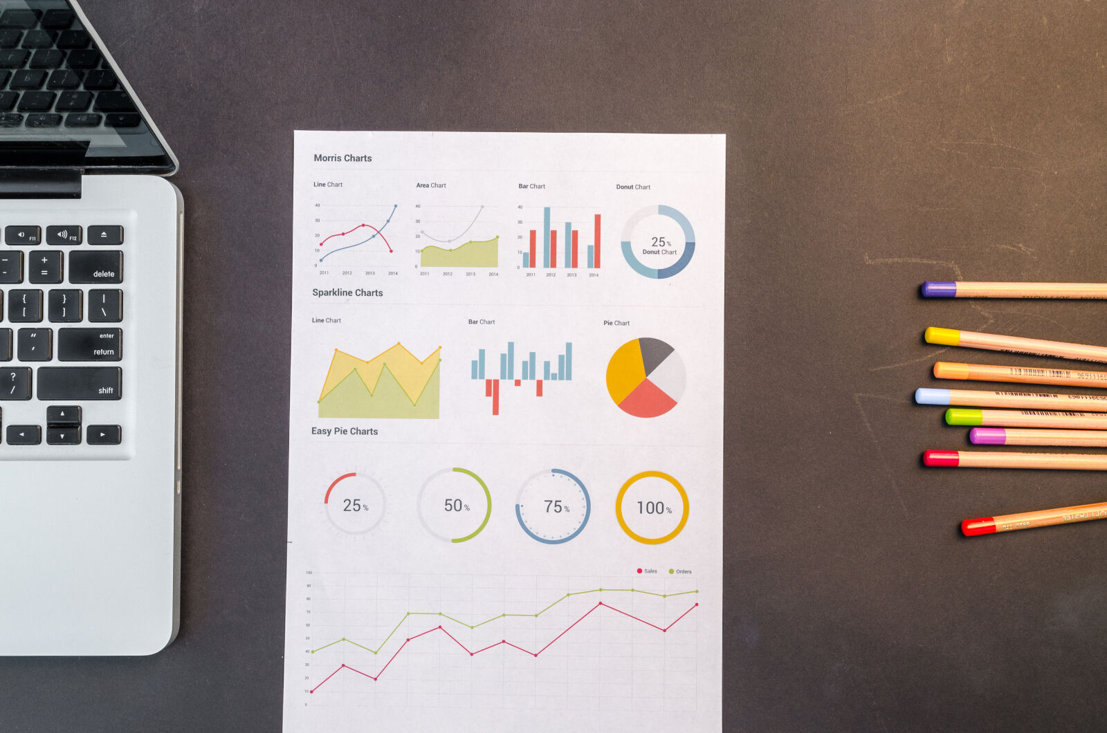 Nikon D5100 sample photo. Charts, on, black, wooden photography