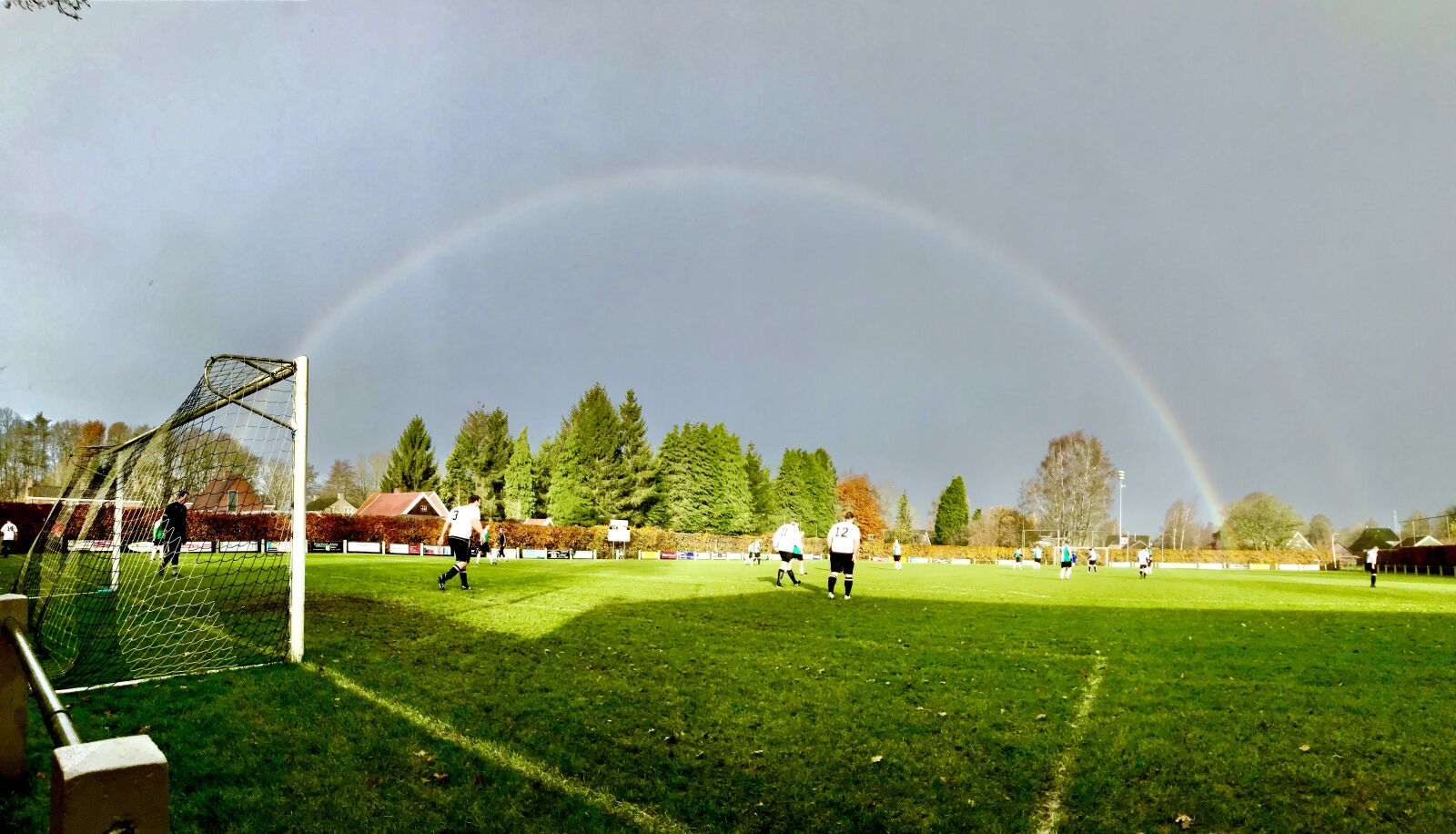 iPhone 7 Plus back camera 3.99mm f/1.8 sample photo. Football, meeden, pitch, rainbow photography
