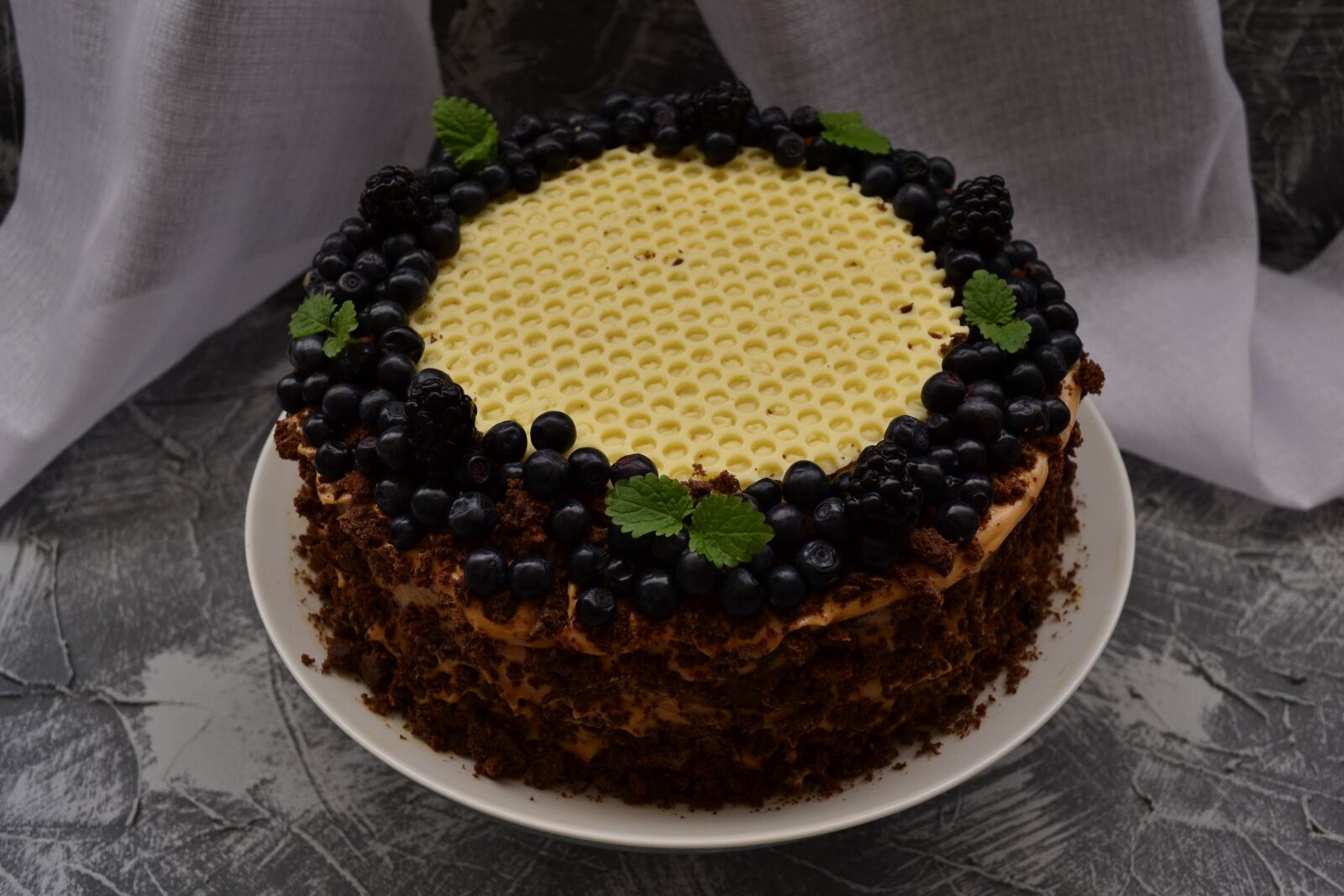 Nikon D3100 sample photo. Cake, honey, berries photography