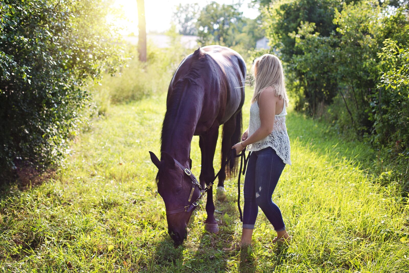 Canon EF 50mm F1.4 USM sample photo. Woman with horse, horse photography