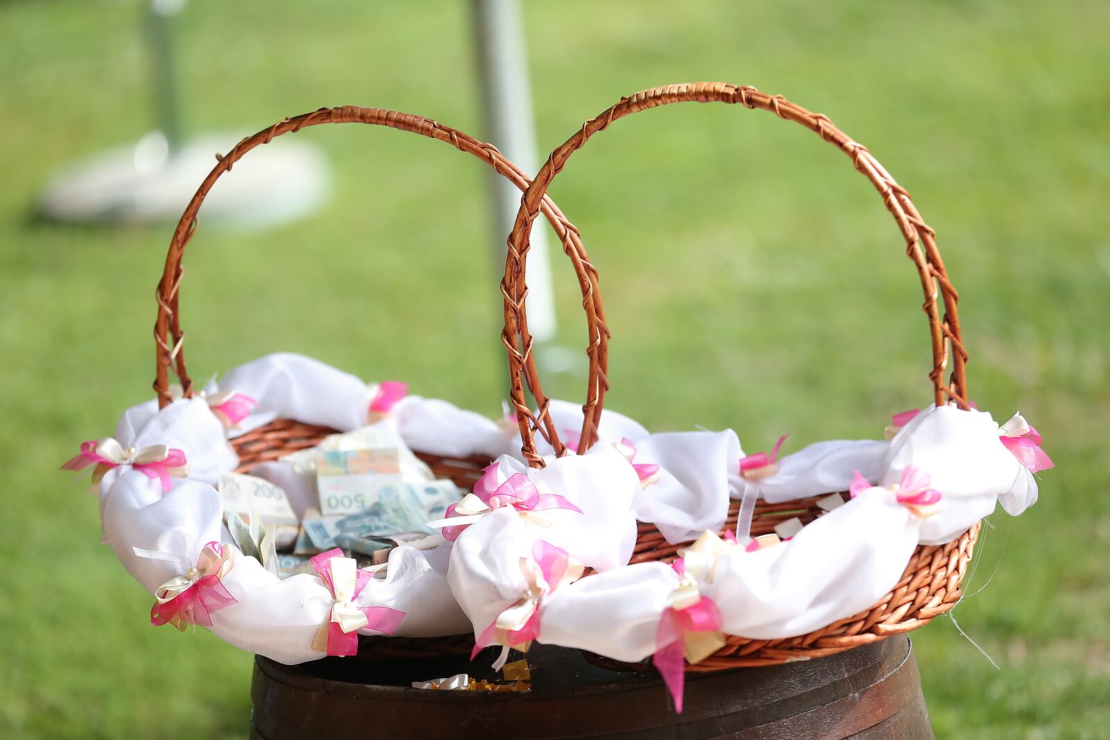 Canon EOS 5D Mark III sample photo. Money, wicker basket, wedding photography