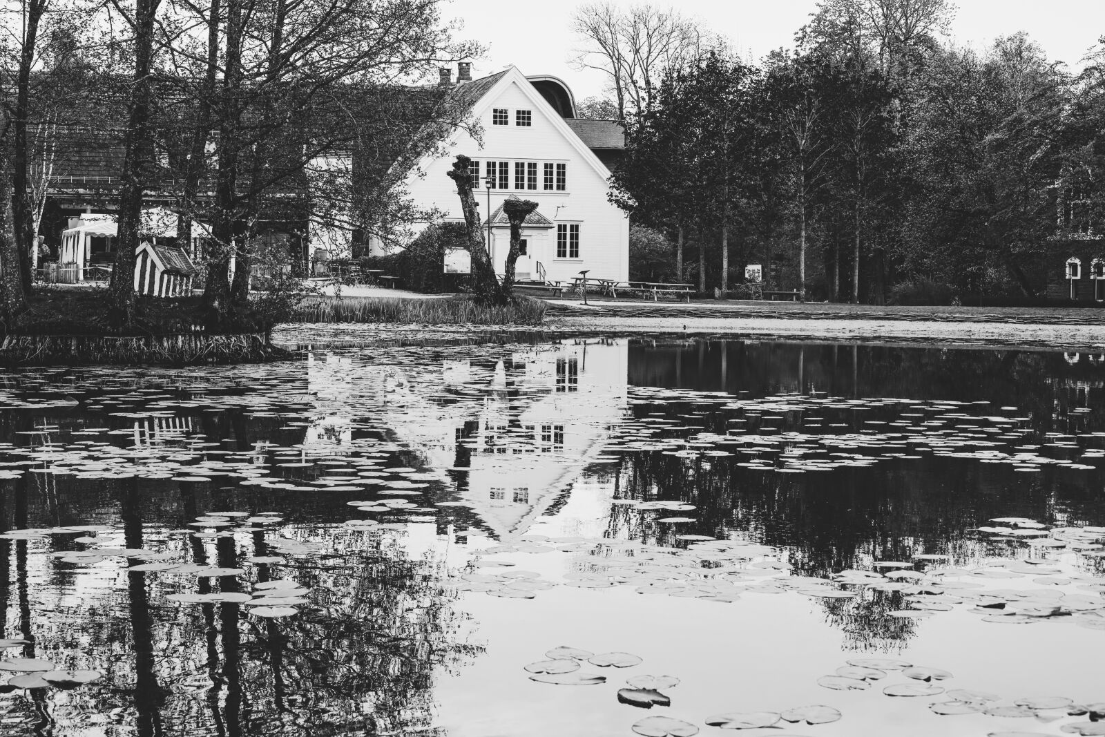 Canon EOS R sample photo. Building, water, lake photography