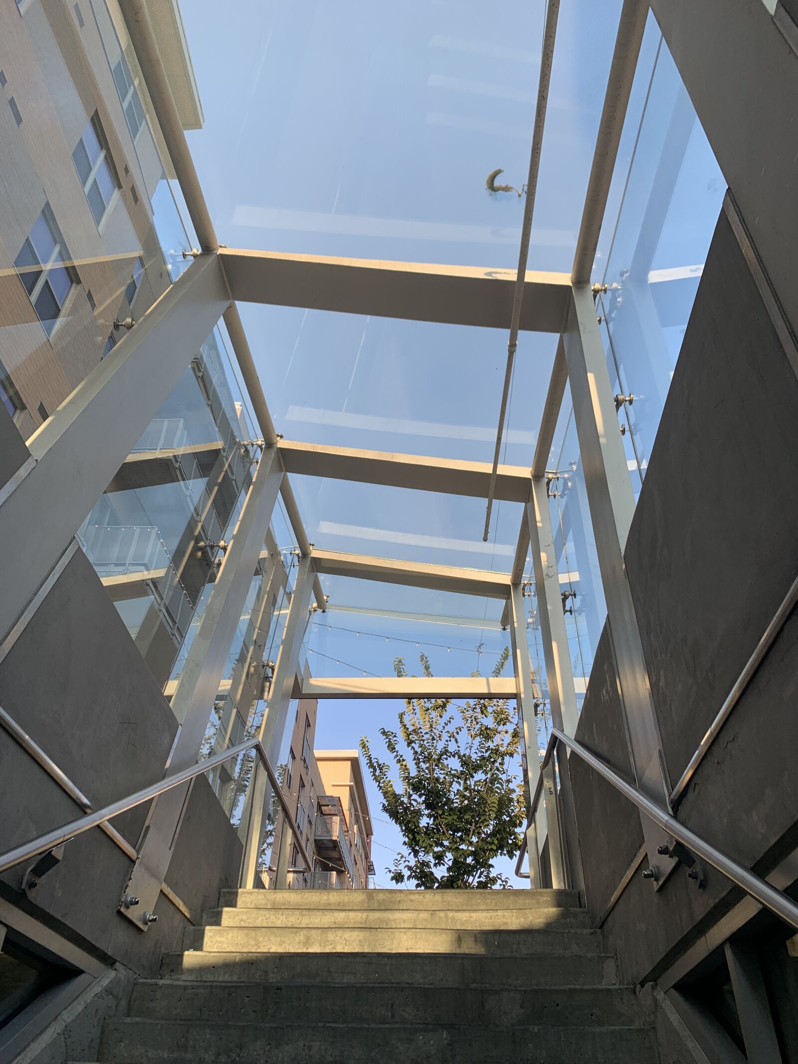 Apple iPhone XR sample photo. Skylight, looking up, stairwell photography