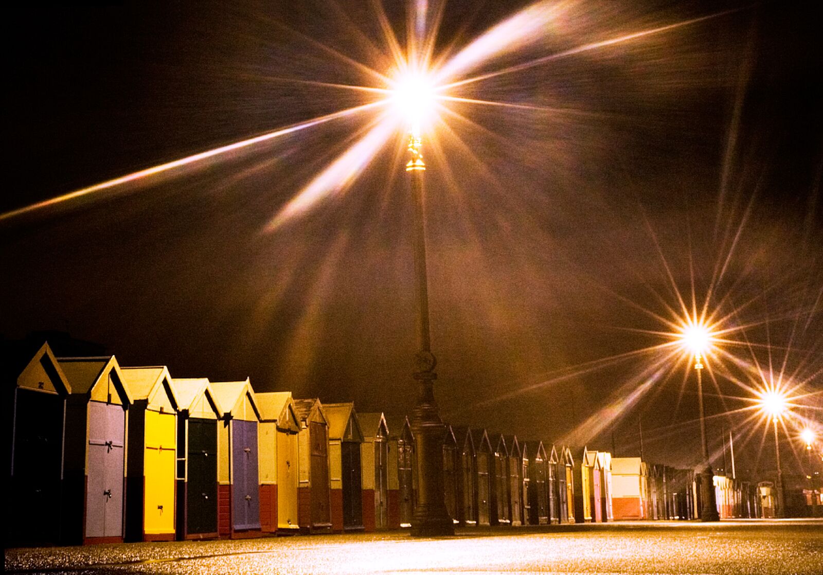 Canon EOS 5D sample photo. Brighton beach huts, night photography
