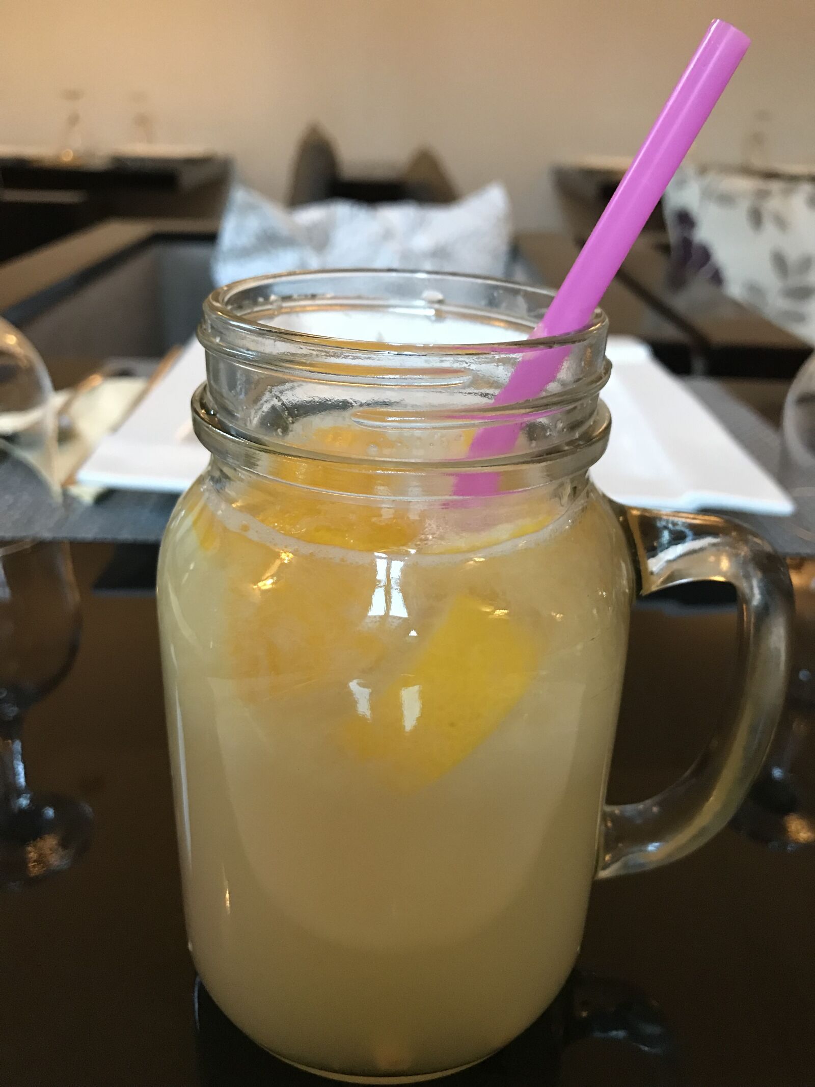 iPhone 7 back camera 3.99mm f/1.8 sample photo. Lemonade, fresh, glass photography