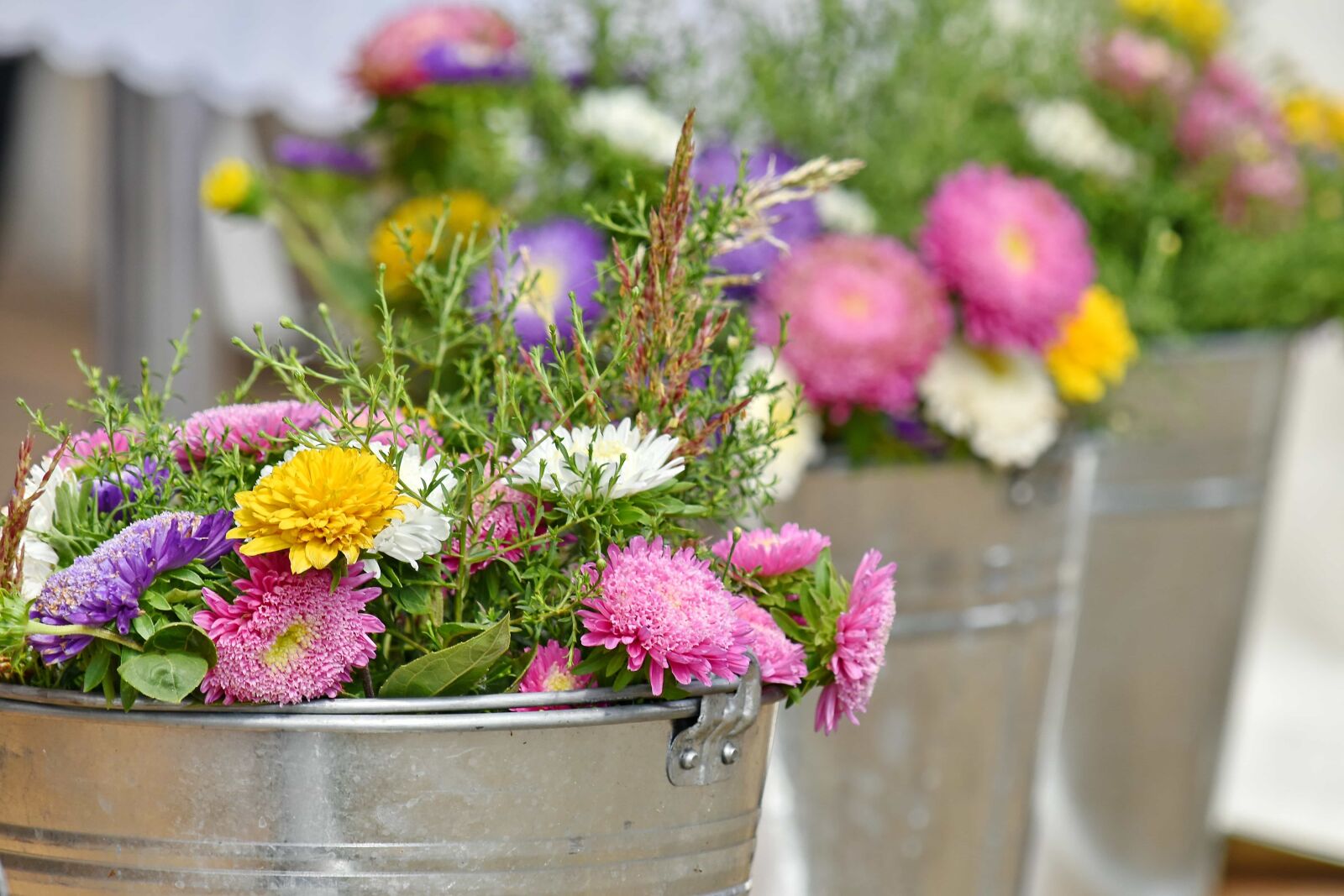Nikon D5500 sample photo. Arrangement, bouquet, bucket, chrysanthemum photography