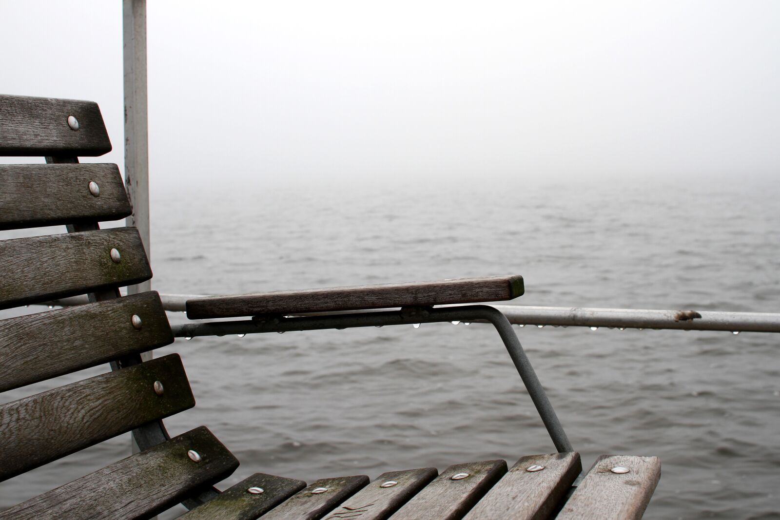 Canon EOS 7D sample photo. Bench, a jetty, fog photography
