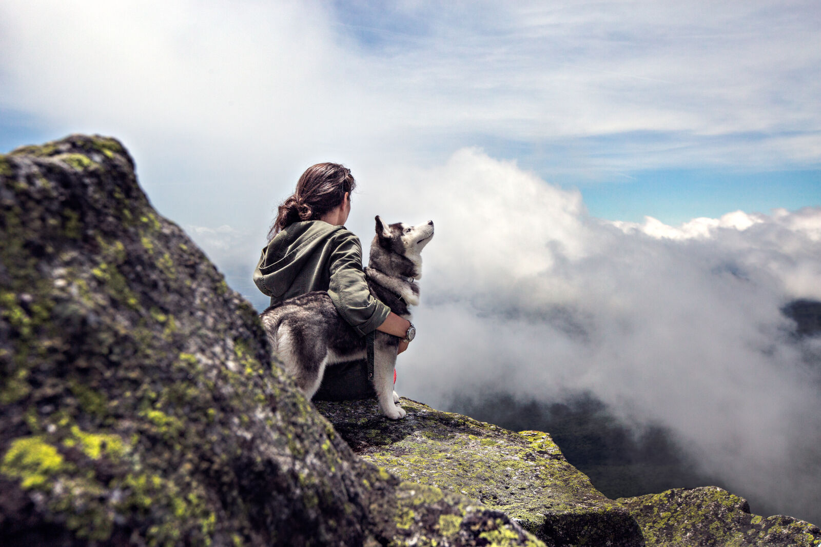 Canon EF 16-35mm F2.8L II USM sample photo. Clouds, girl, mountain, dog photography