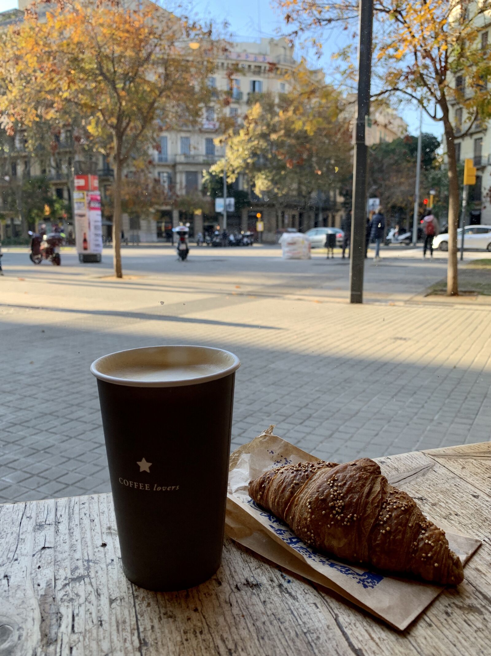 Apple iPhone XR sample photo. Coffee, breakfast, croissant photography