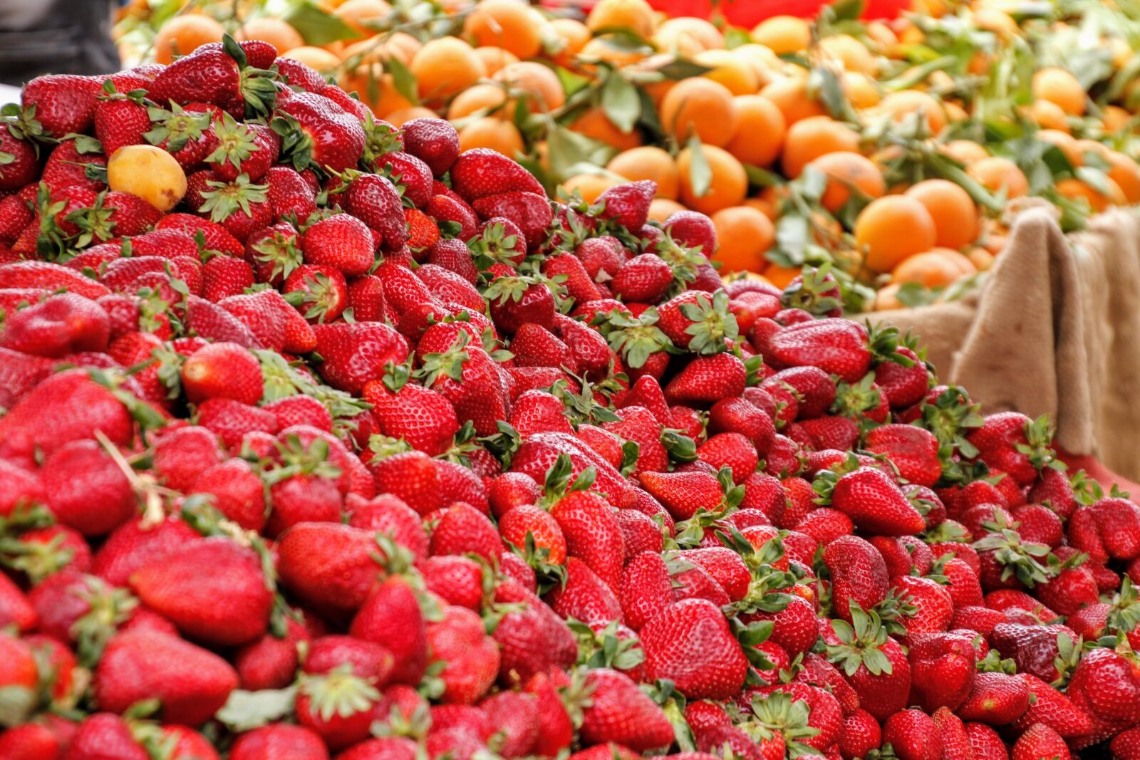 Canon EOS 60D sample photo. Strawberries, oranges, market photography