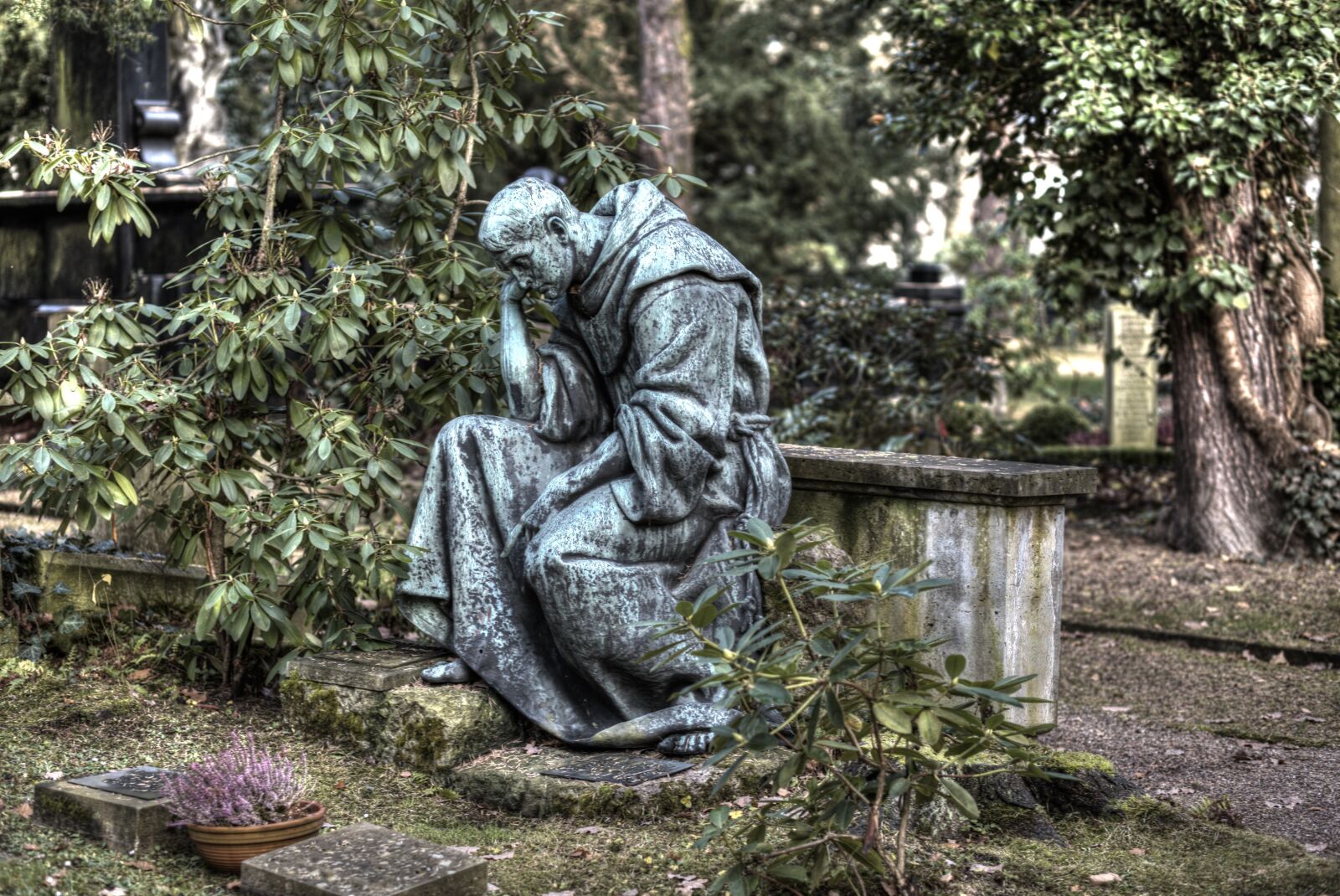 Canon EOS 5D Mark II sample photo. Cemetery, monk, statue photography