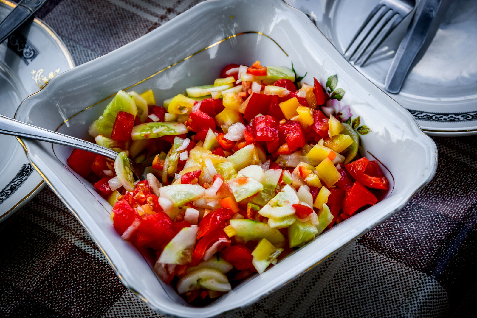 Nikon D3300 sample photo. Mixed, salad, onions, peppers photography