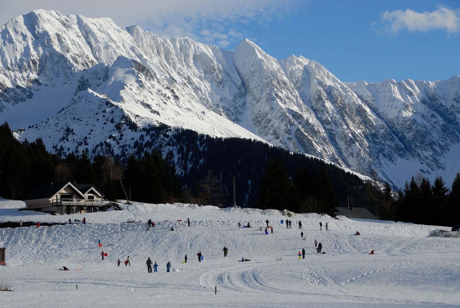 Nikon D200 sample photo. Snowy landscape, games, sledge photography