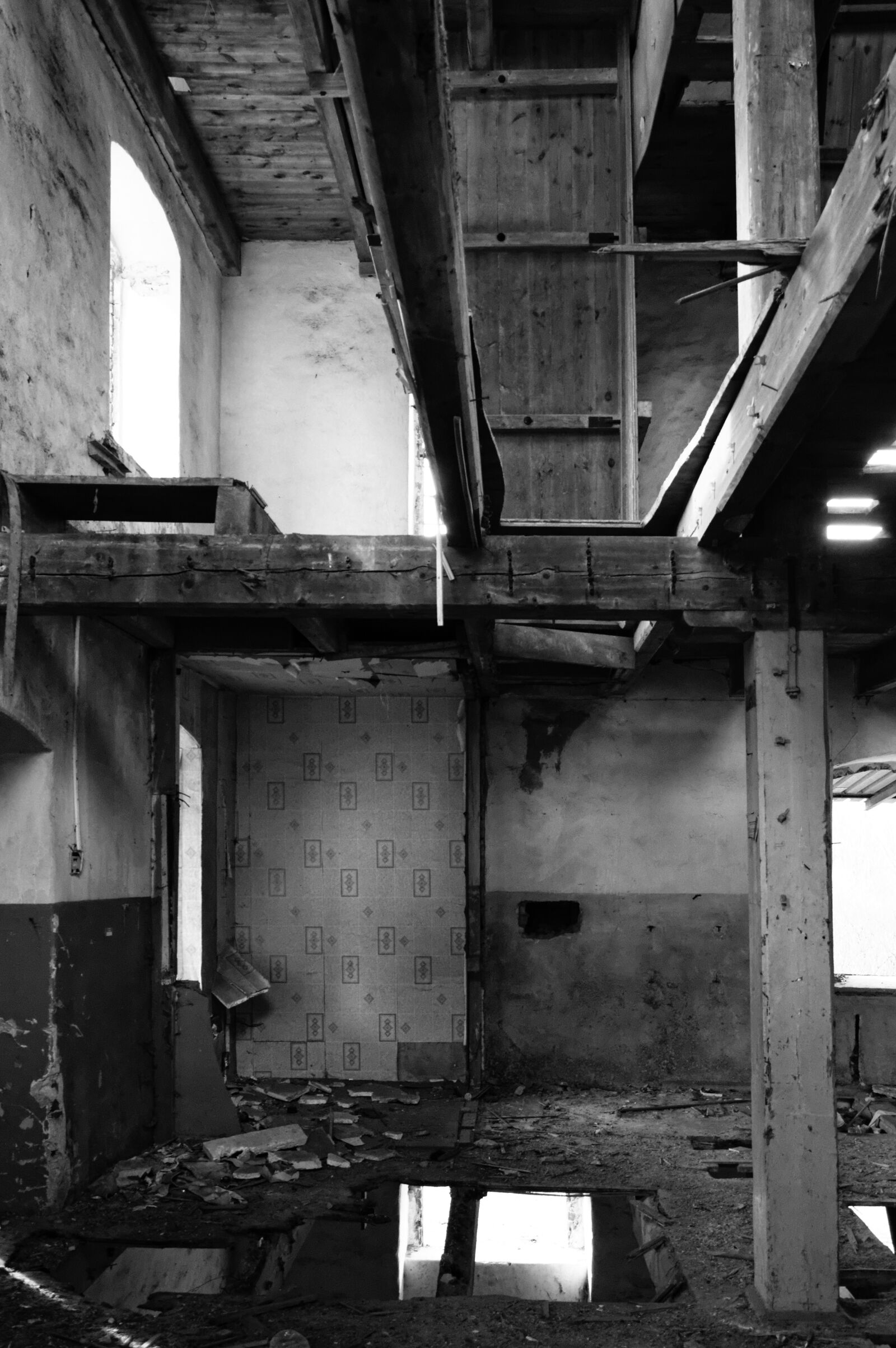 Nikon D3200 sample photo. Abandoned, black, and, white photography