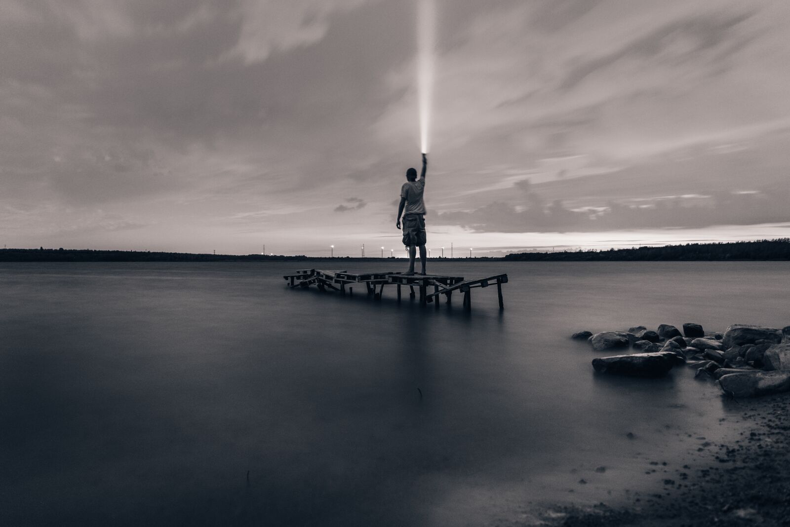 Nikon D800 sample photo. Man, flashlight, bridge photography
