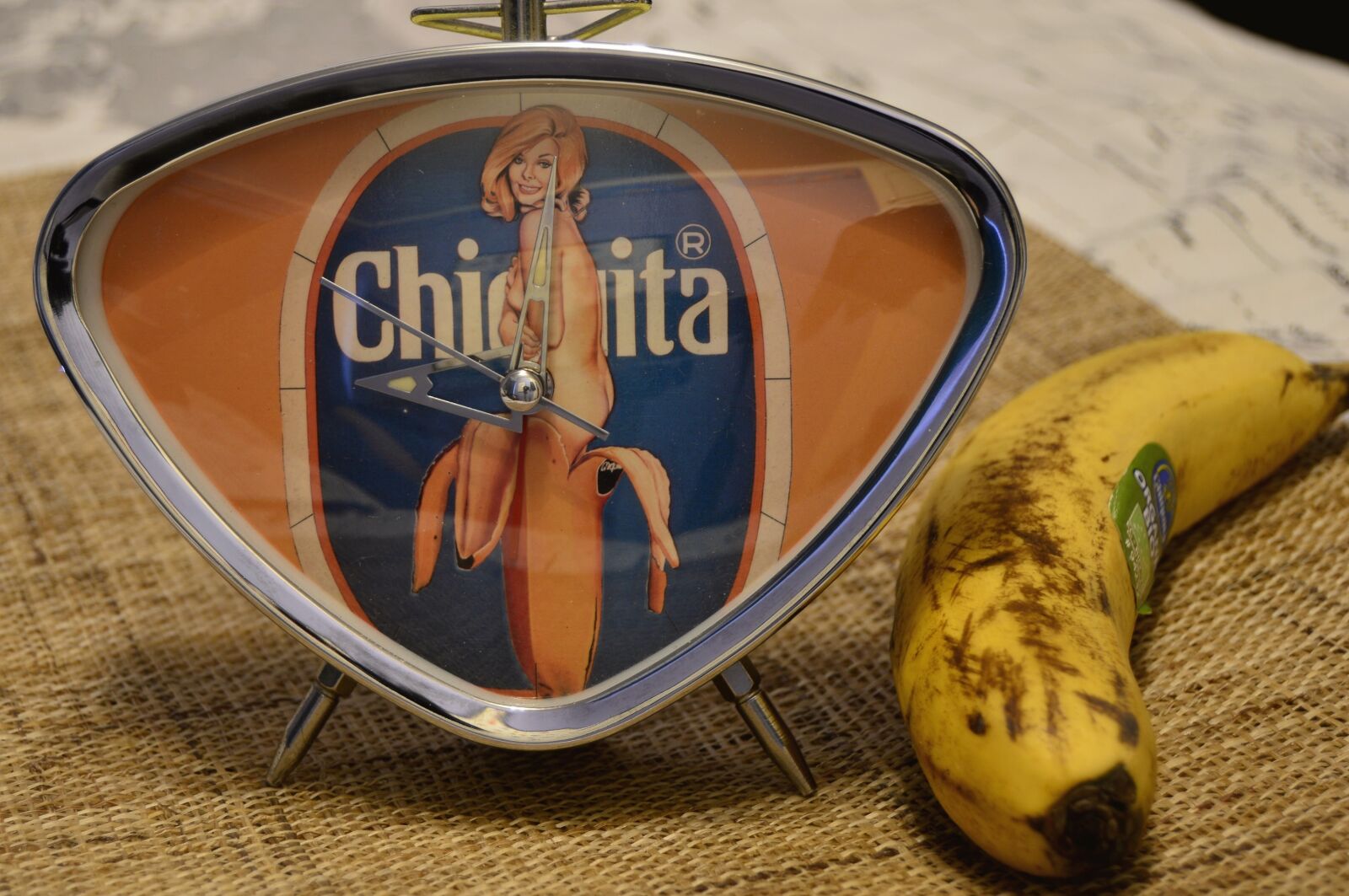 Nikon D3200 sample photo. Banana, chiquita, clock, fruit photography