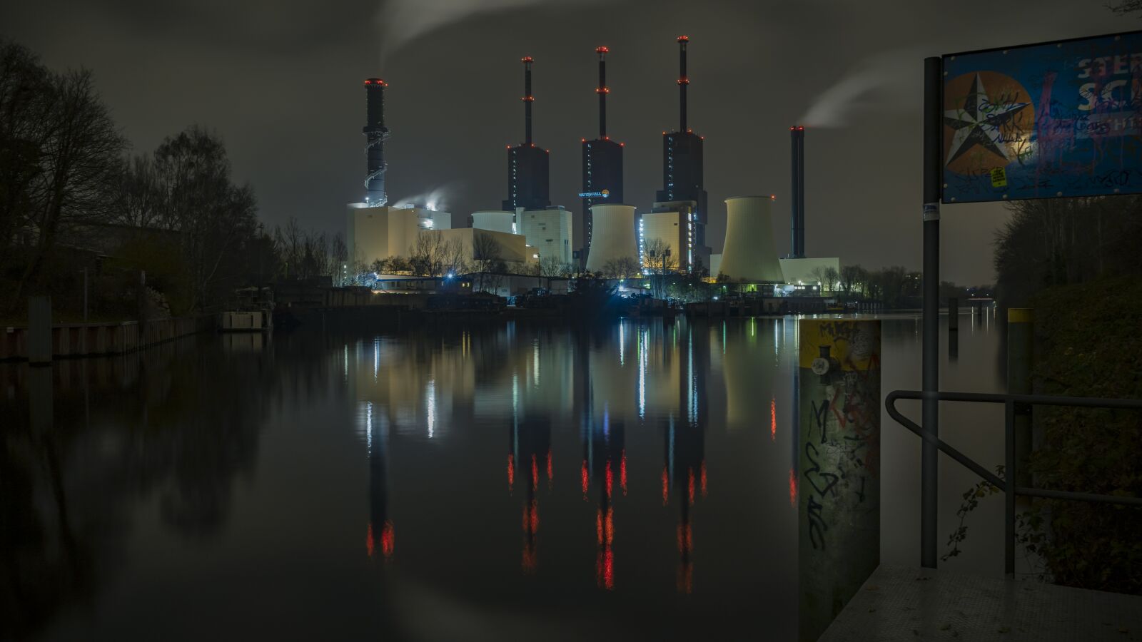 Sony a7 II sample photo. Power plant, water reflection photography