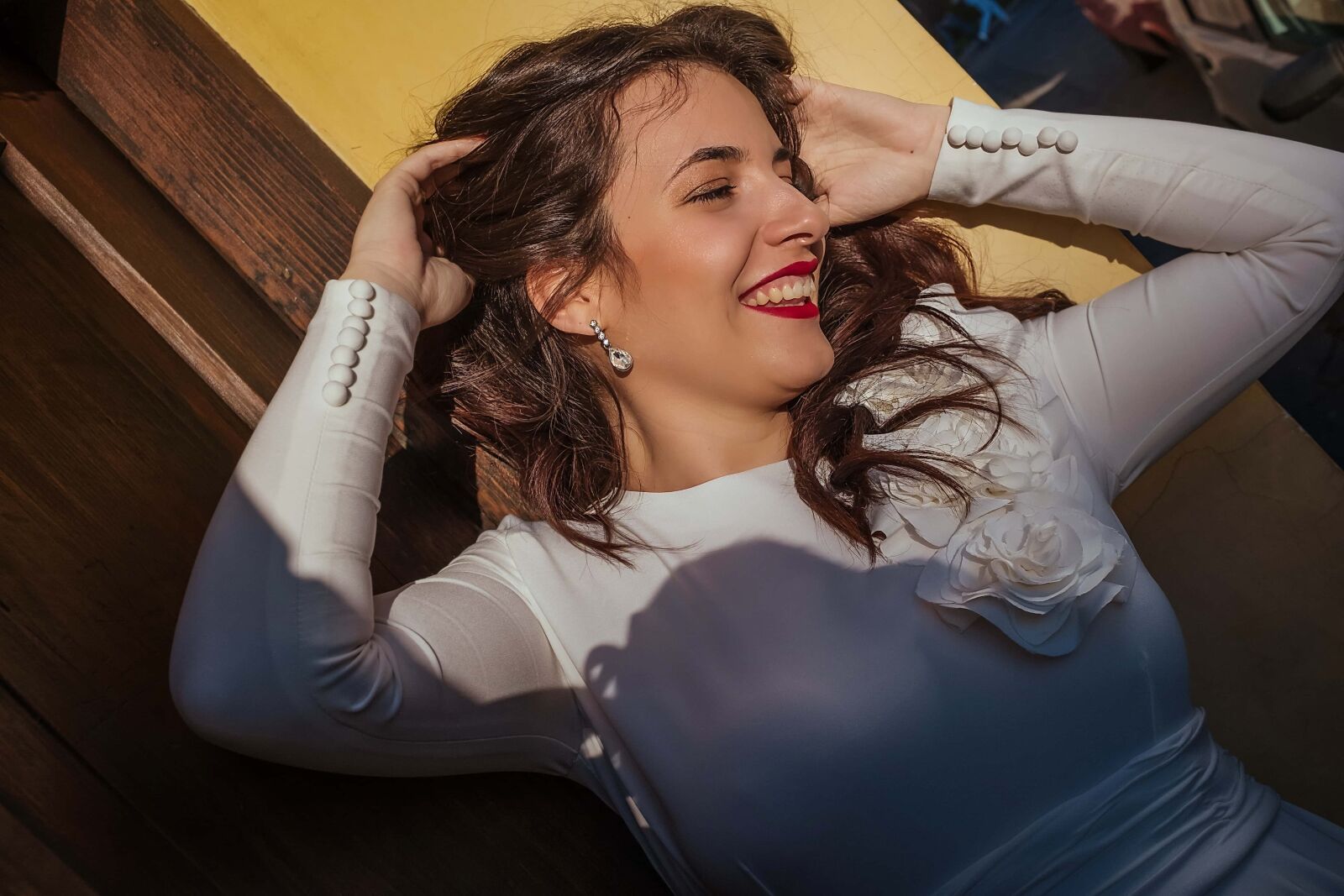 Fujifilm X100T sample photo. Gorgeous, brunette, smiling, portrait photography