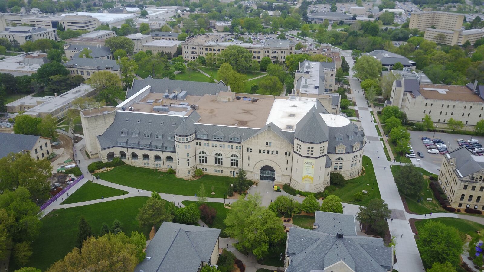 DJI FC220 sample photo. Aerial, view, college, library photography