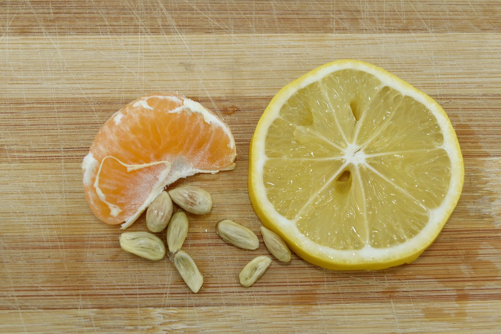 Nikon D5500 sample photo. Lemon, mandarin, seed, wet photography
