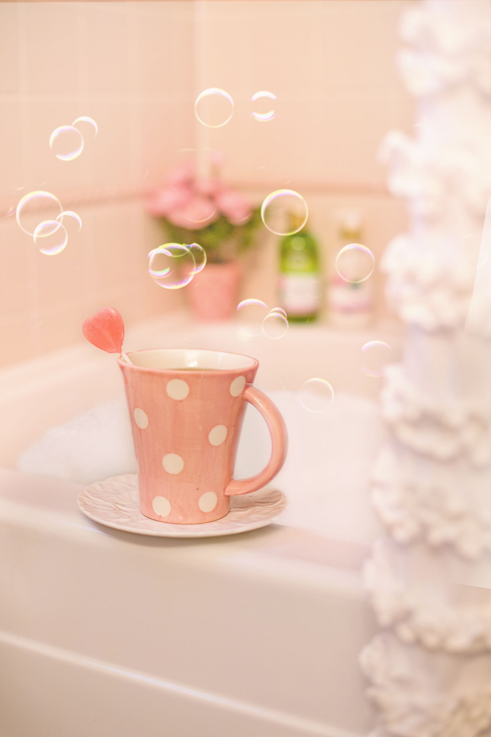 Canon EF 50mm F1.4 USM sample photo. Bubble bath, bath, pink photography