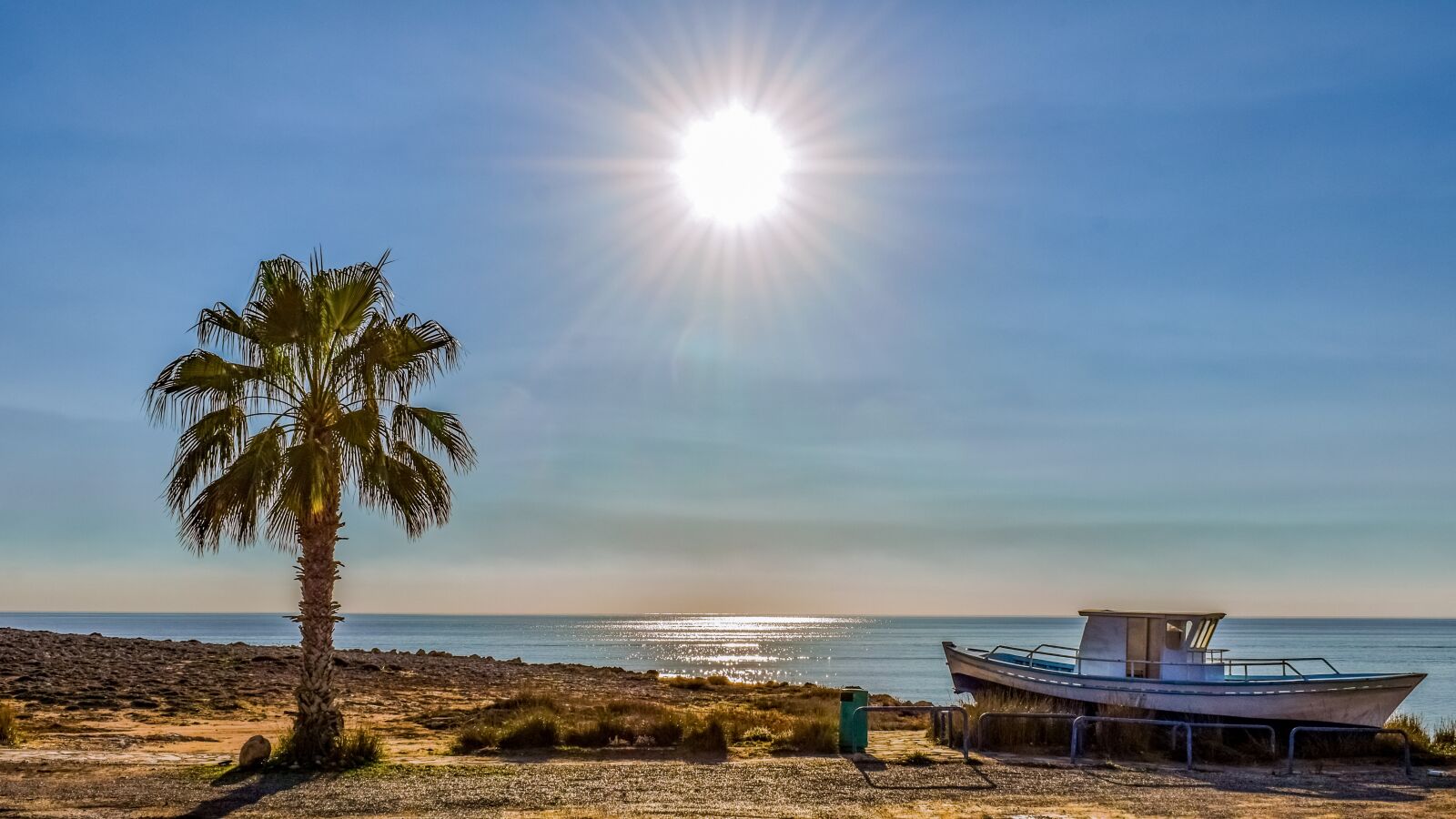 Nikon D3300 sample photo. Beach, boat, palm tree photography