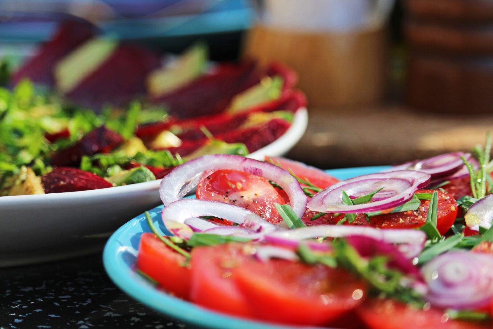 Canon EF-S 55-250mm F4-5.6 IS STM sample photo. Tomatoes, tomato salad, carpaccio photography