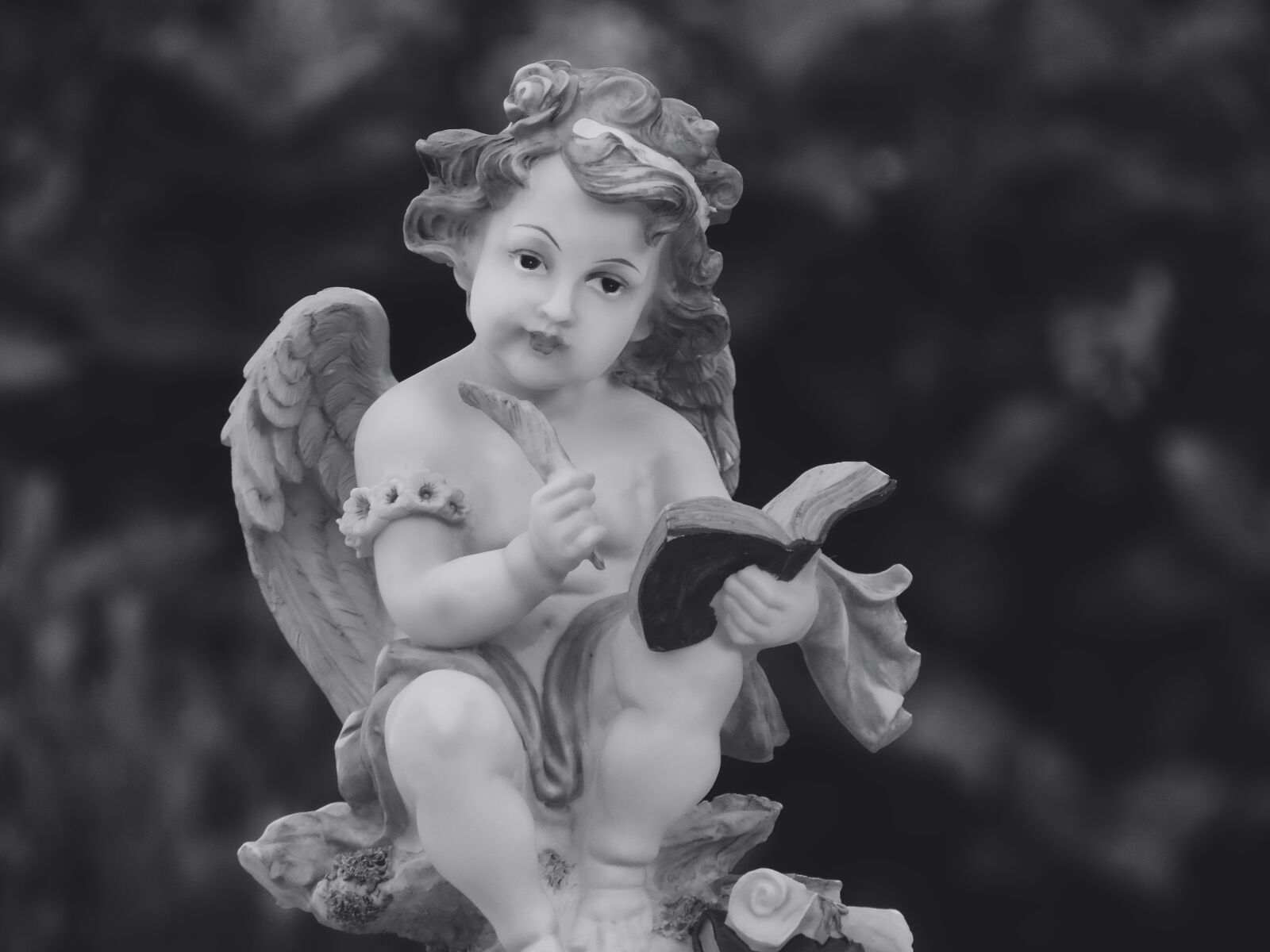 Nikon Coolpix P520 sample photo. Angel, black and white photography