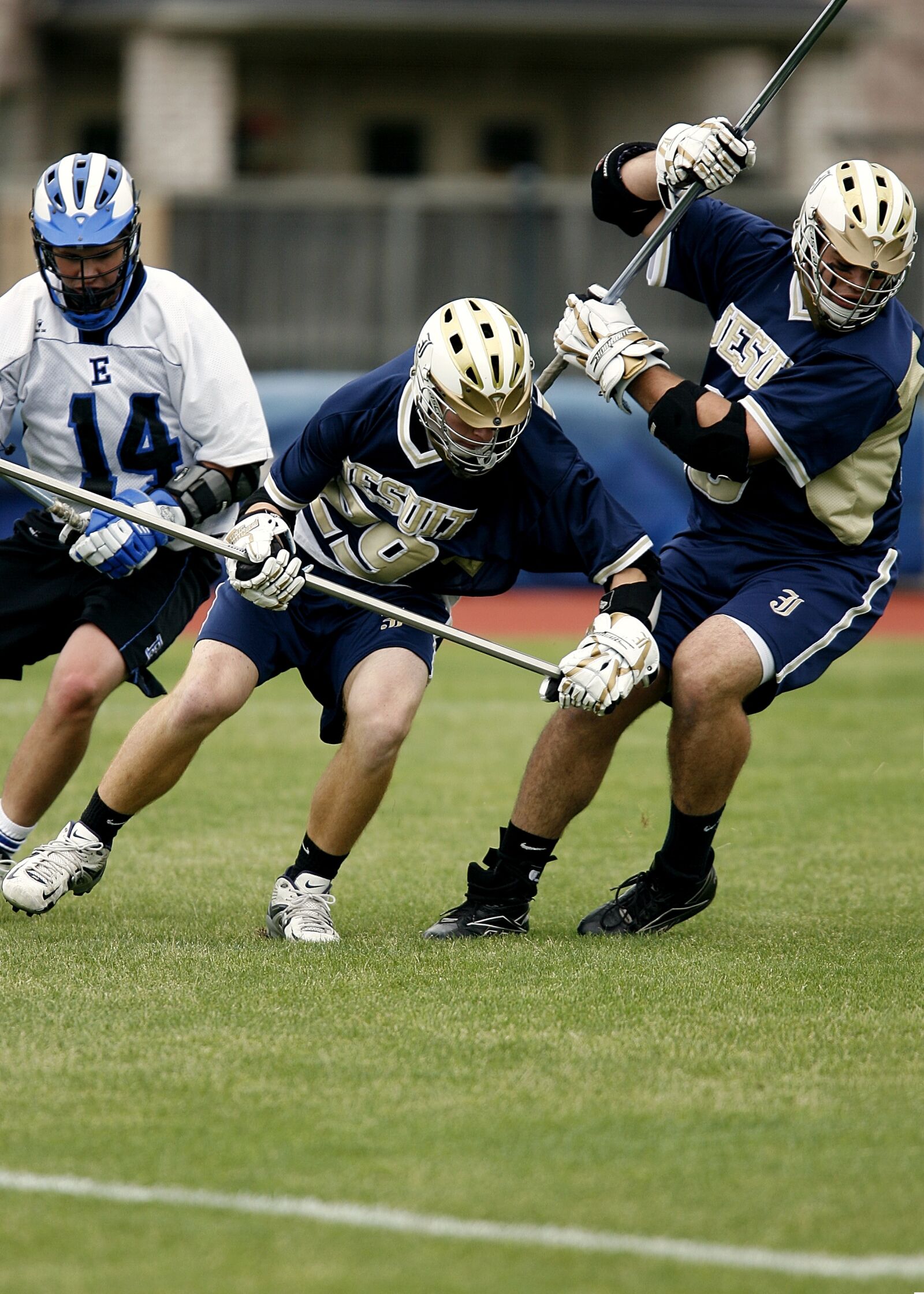 Canon EOS-1D Mark II N sample photo. Lacrosse, players, trio photography