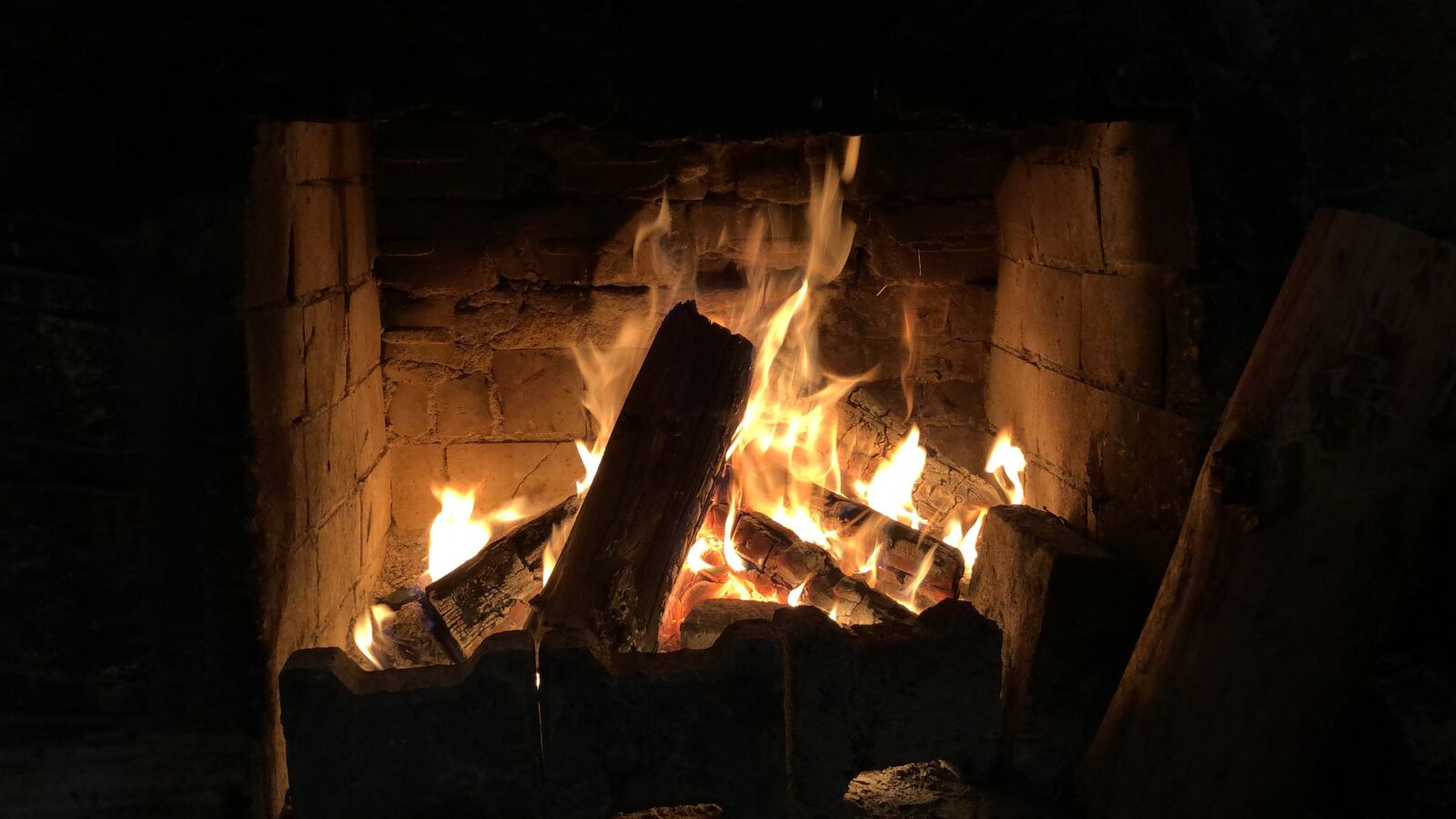 Apple iPhone X sample photo. Fire, log, fireplace photography