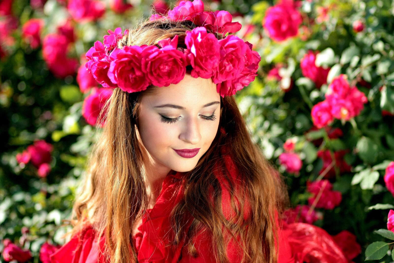 Canon EOS 450D (EOS Rebel XSi / EOS Kiss X2) sample photo. Girl, roses, red photography