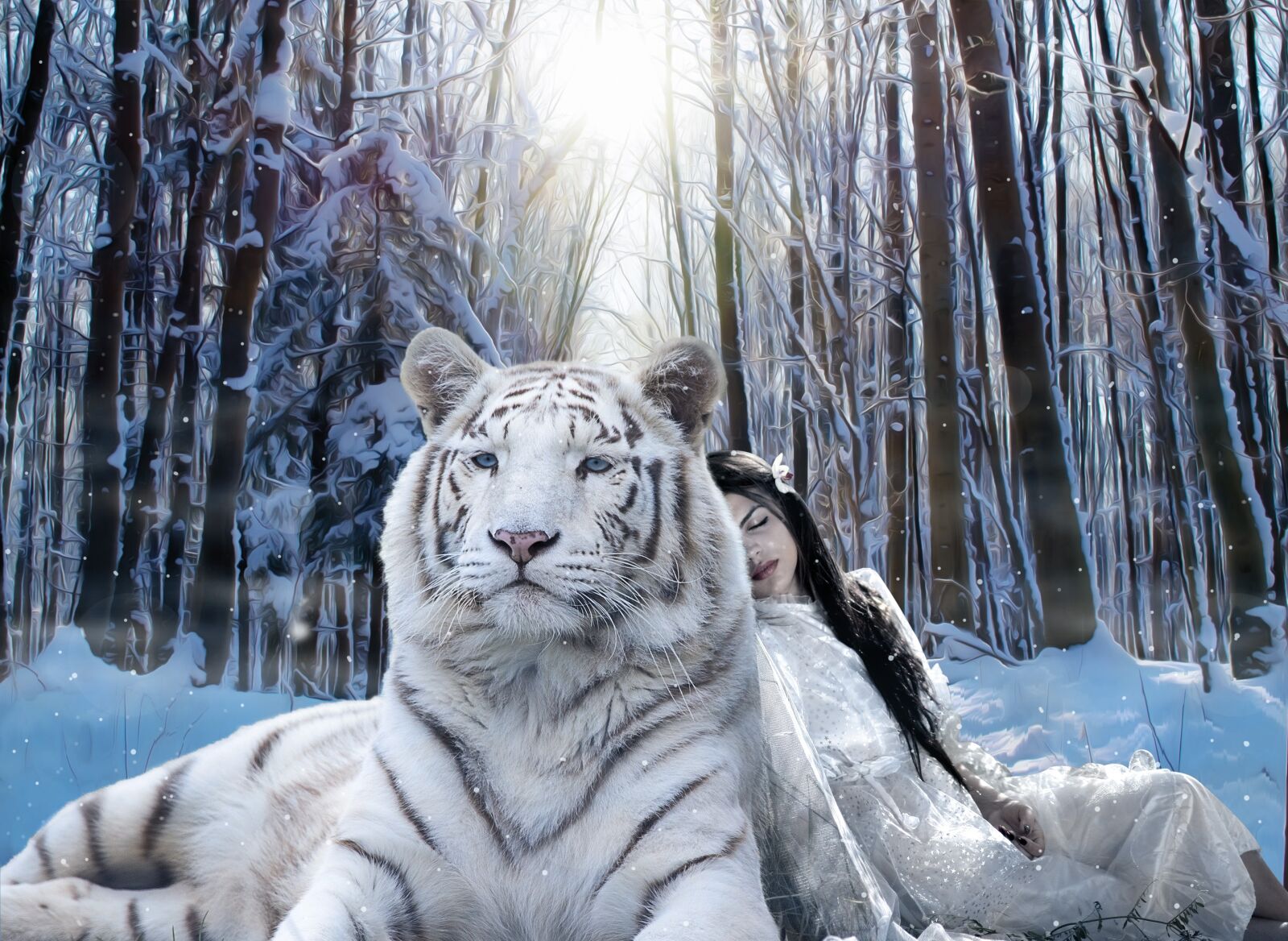Nikon D3100 sample photo. Tiger, girl, fantasy photography