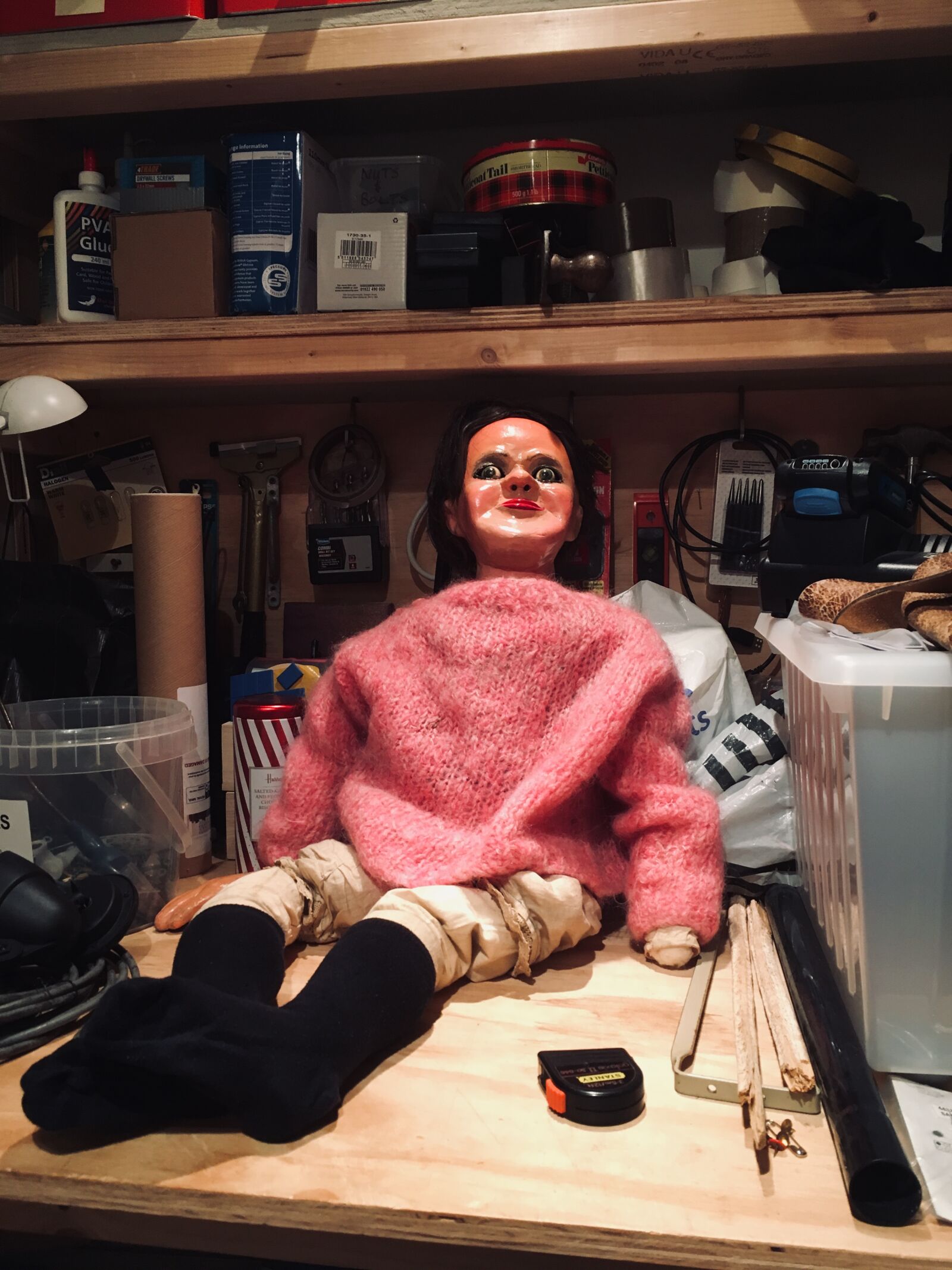 iPhone SE back camera 4.15mm f/2.2 sample photo. Mannequin, doll, workshop photography