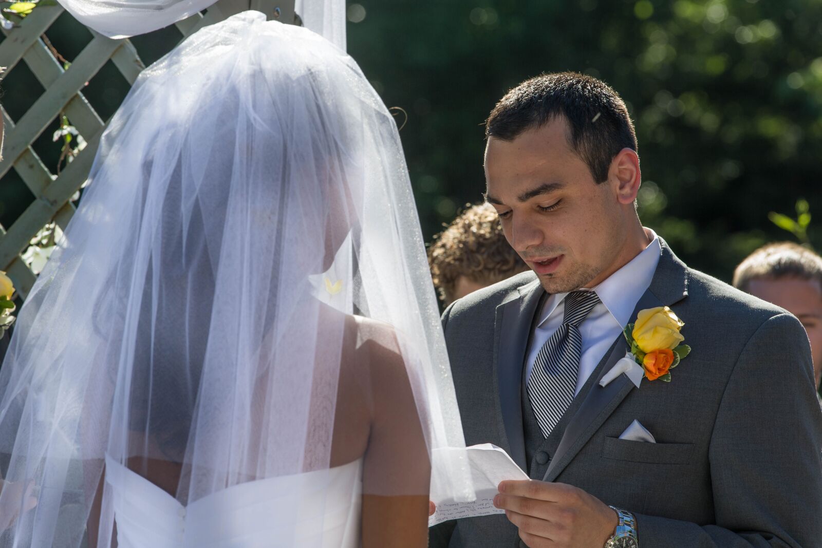 Canon EOS-1D X + Canon EF 70-200mm F2.8L IS II USM sample photo. Wedding, reading vows, marriage photography