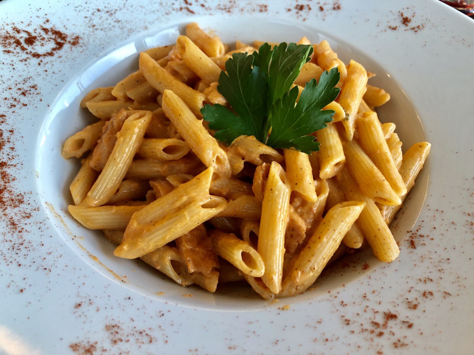 iPhone X back dual camera 4mm f/1.8 sample photo. Food, pasta, meal photography