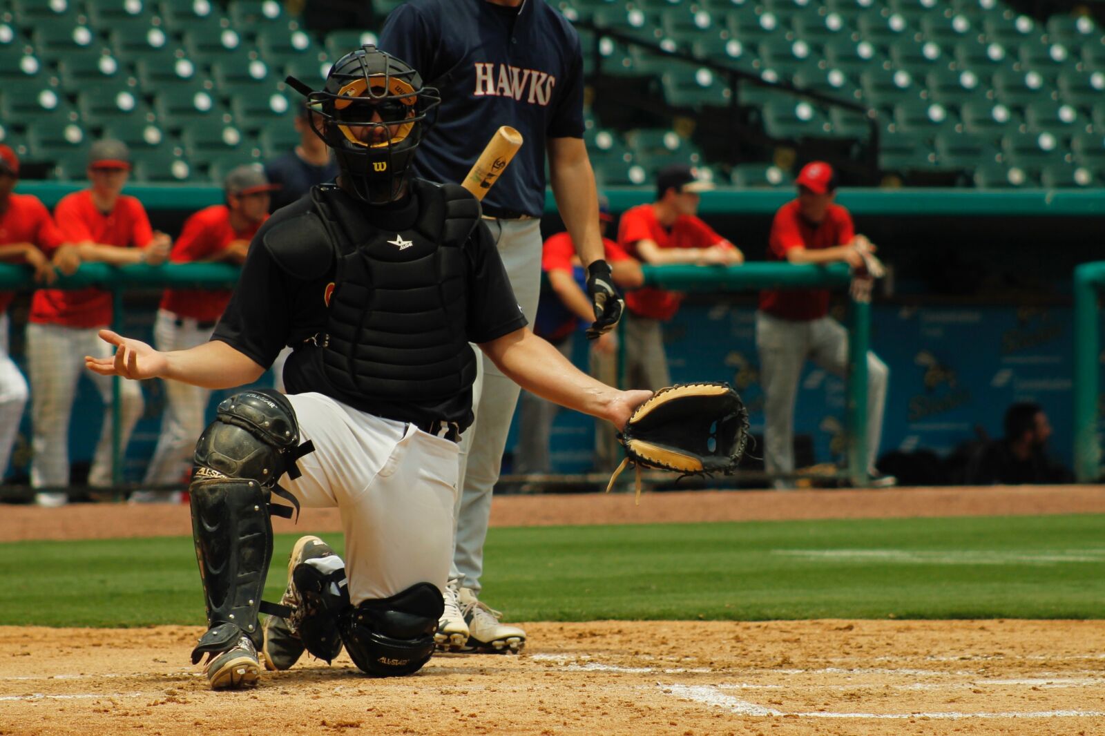 Canon EF 75-300mm f/4-5.6 sample photo. Baseball, catcher, adult baseball photography