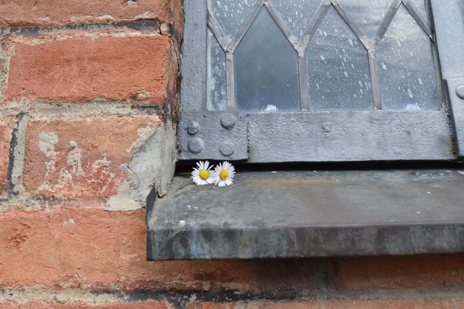Nikon D3300 sample photo. Lead-glass window, brick, section photography