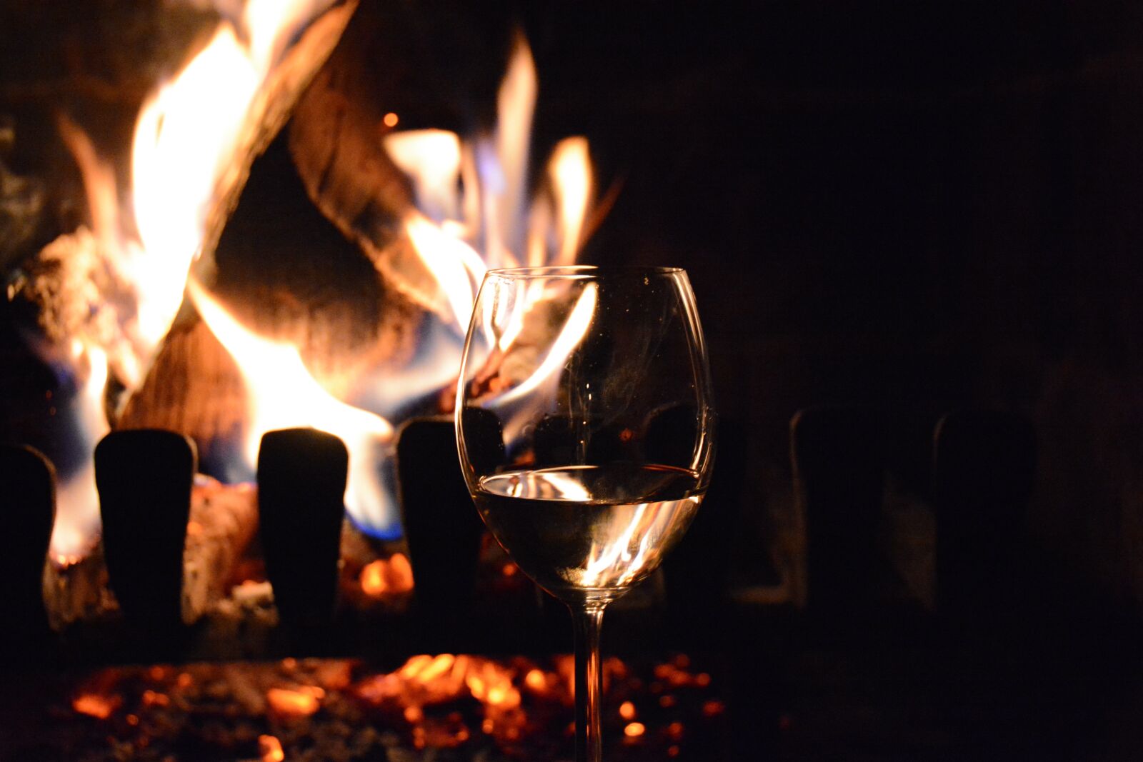 Nikon D7100 sample photo. Fire, fireplace, red wine photography