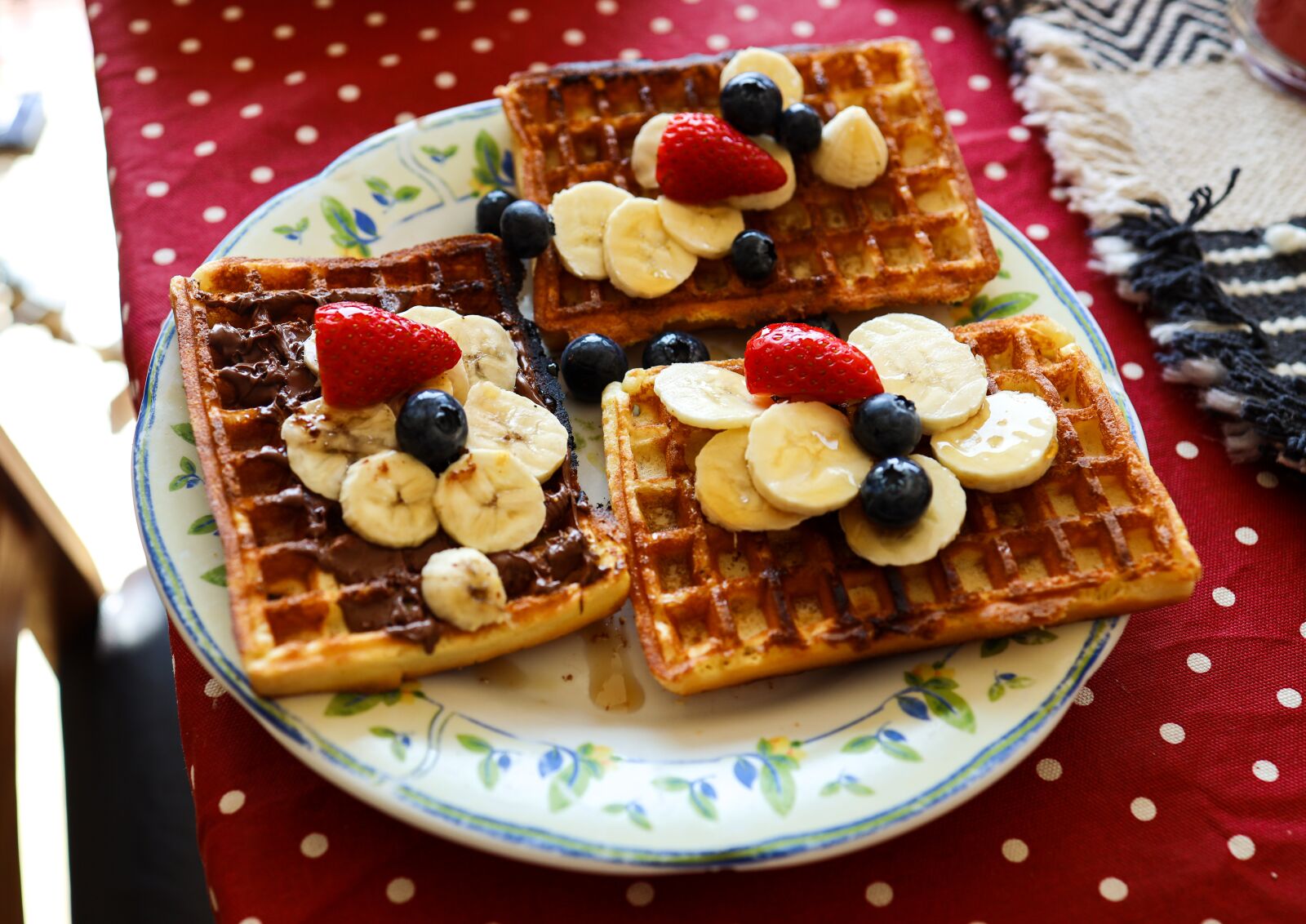 Canon EOS R + Canon RF 35mm F1.8 IS STM Macro sample photo. Waffles, breakfast, food photography