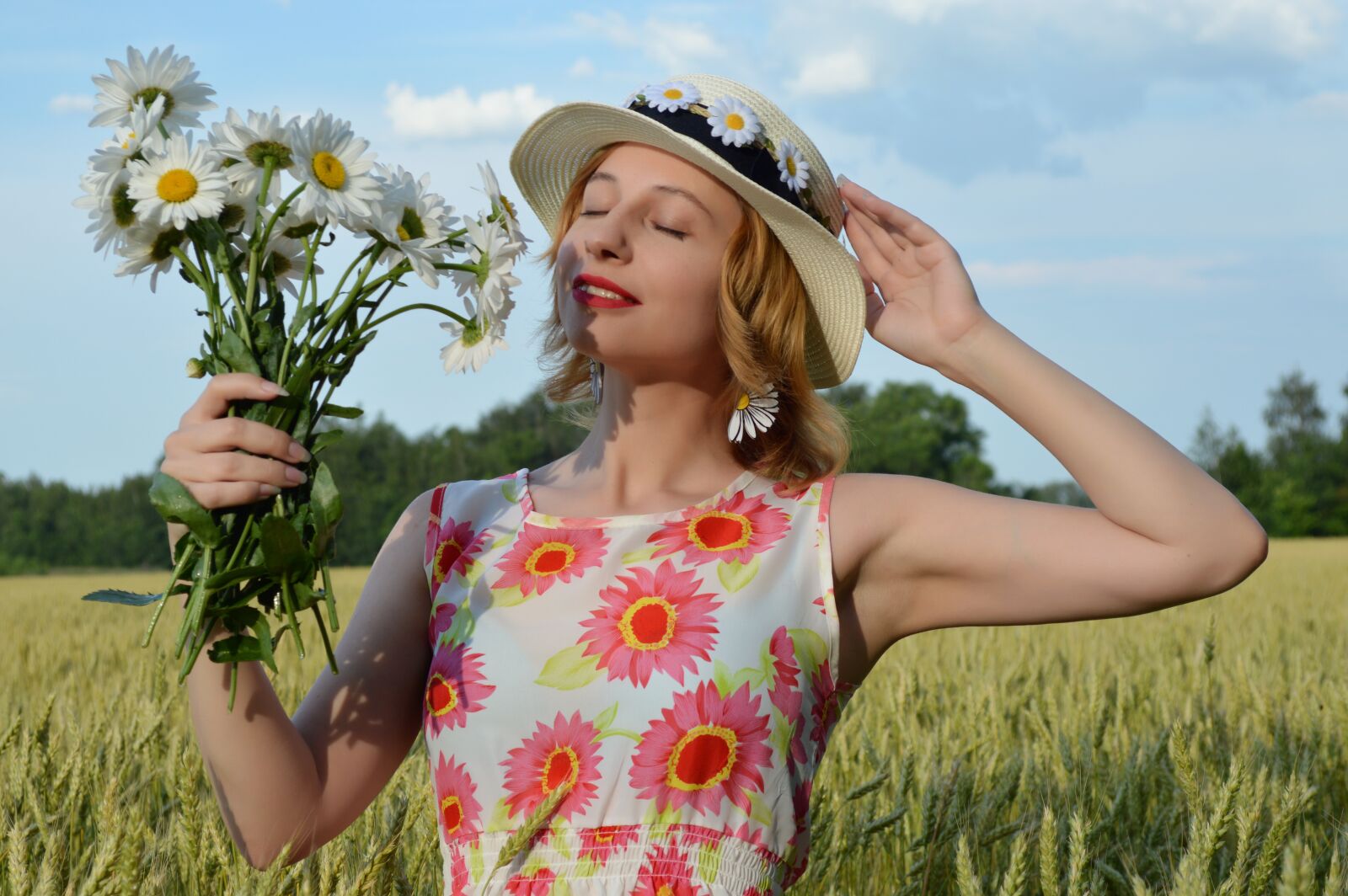 Nikon D3200 sample photo. Field, woman, wheat photography