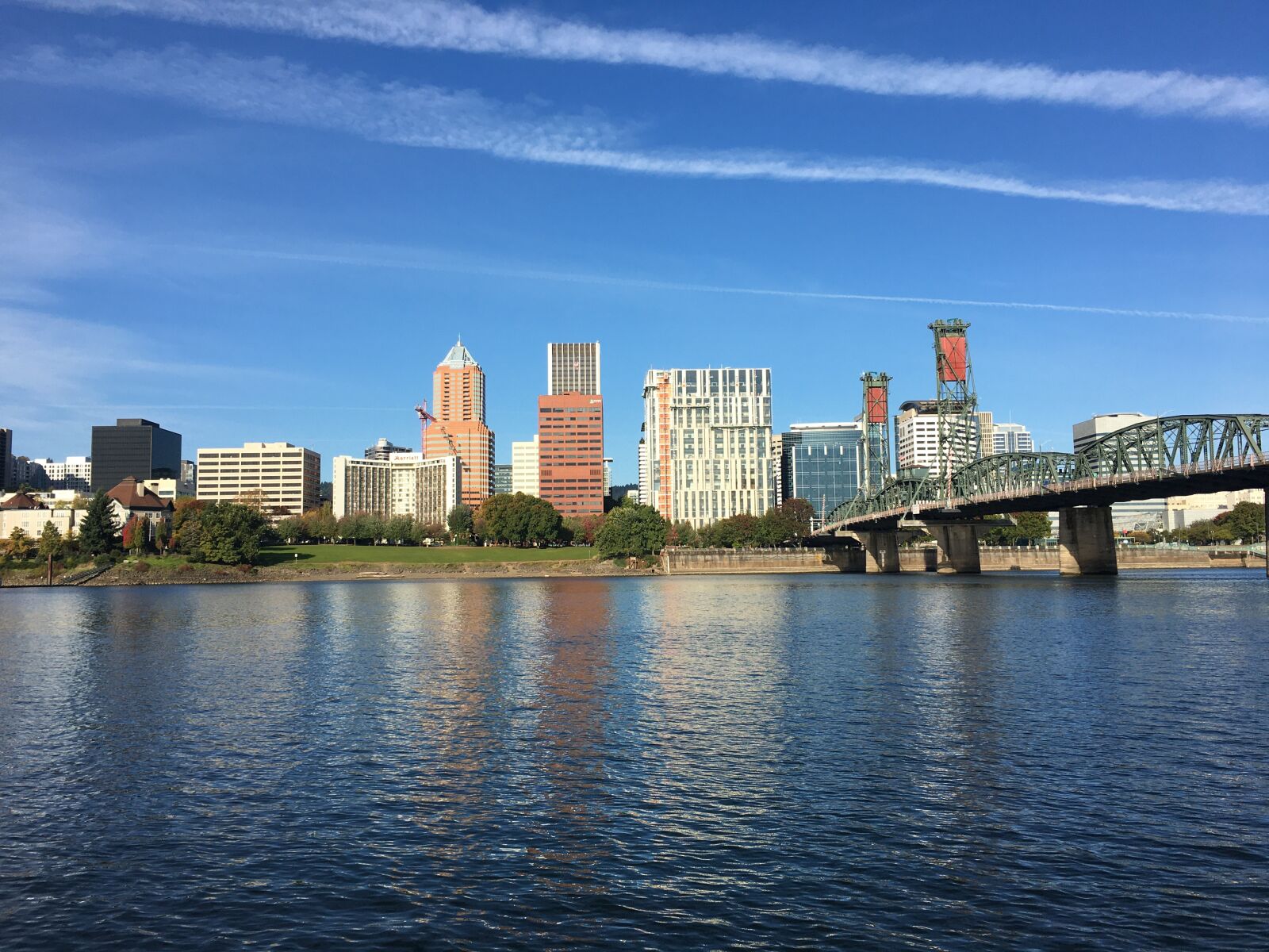 Apple iPhone 6s sample photo. Skyline, riverfront, bridge photography