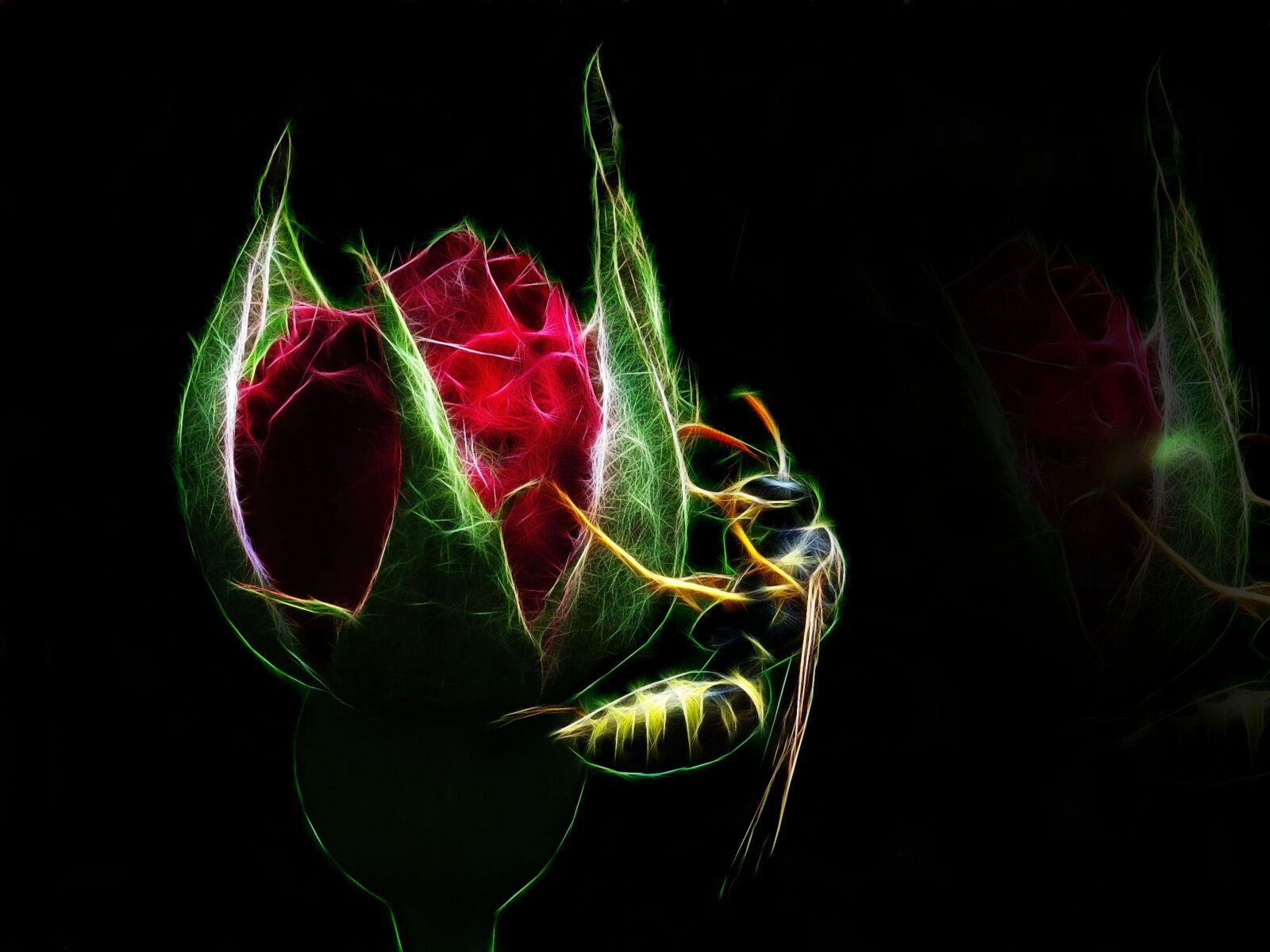 Canon PowerShot G15 sample photo. Fractalius, wasp, rose photography